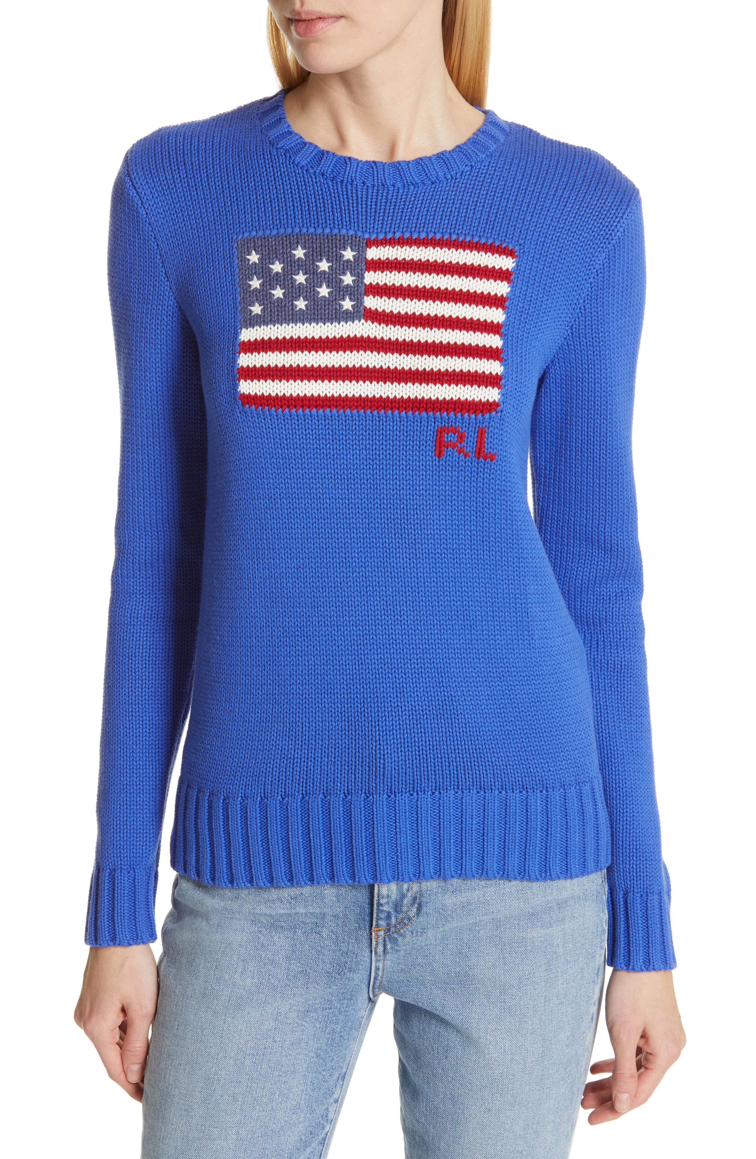 Lyst Polo Ralph Lauren Flag Cotton Sweater In Blue