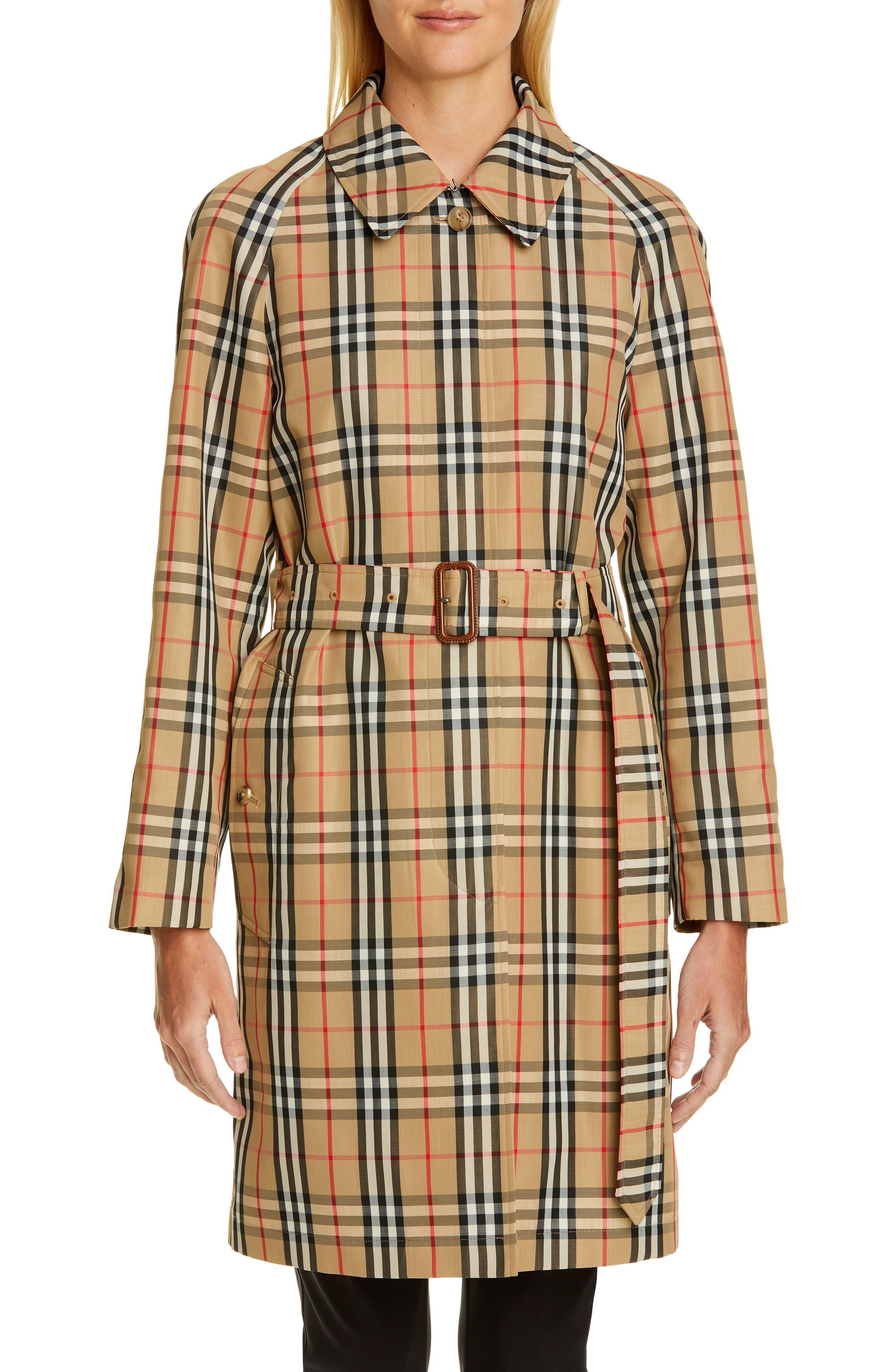 Burberry Kempton Vintage Check Belted Rain Coat in Beige (Natural ...