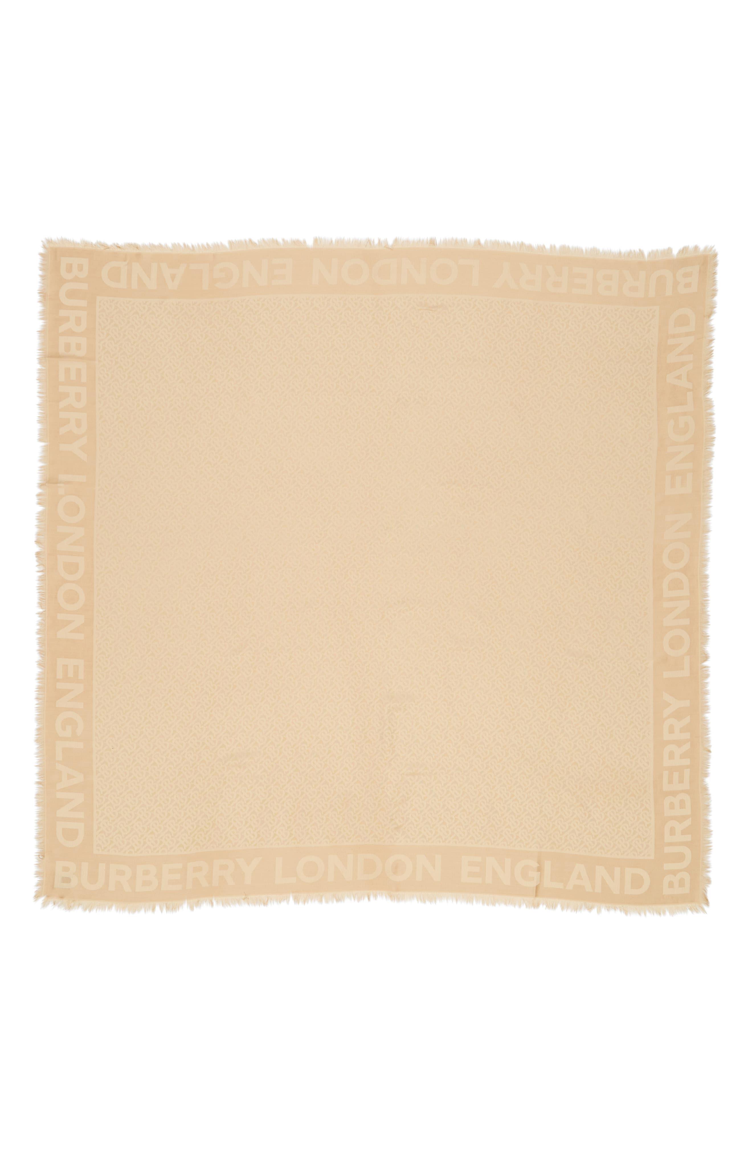 Burberry Monogram Jacquard Silk & Wool Scarf in Natural - Lyst