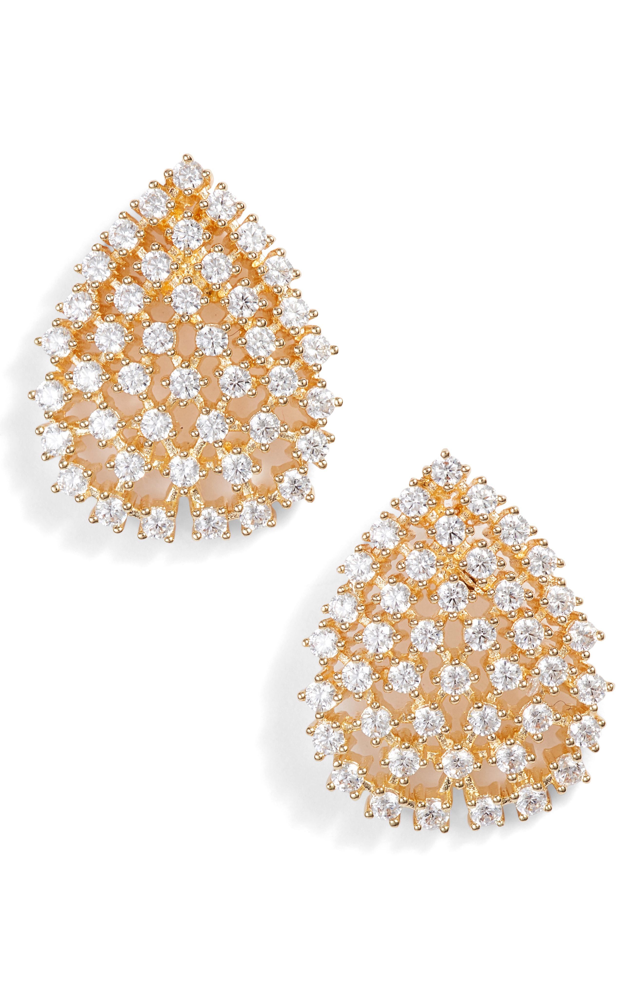 Lyst Nordstrom Pave Teardrop Stud Earrings In Metallic Nordstrom Women S Metallic Pave Teardrop Stud Earrings