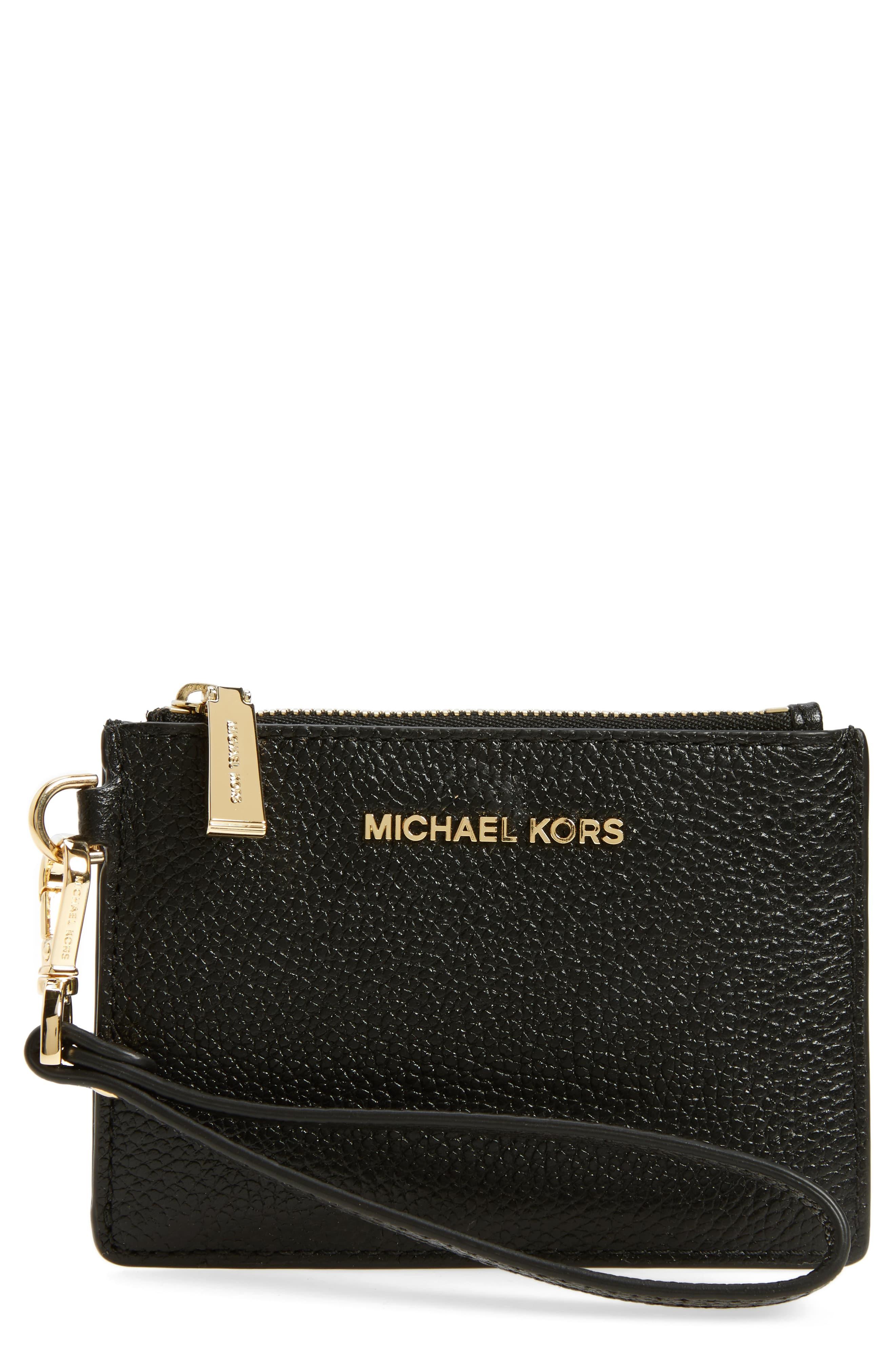 MICHAEL Michael Kors Small Mercer Leather Rfid Coin Purse in Black - Lyst