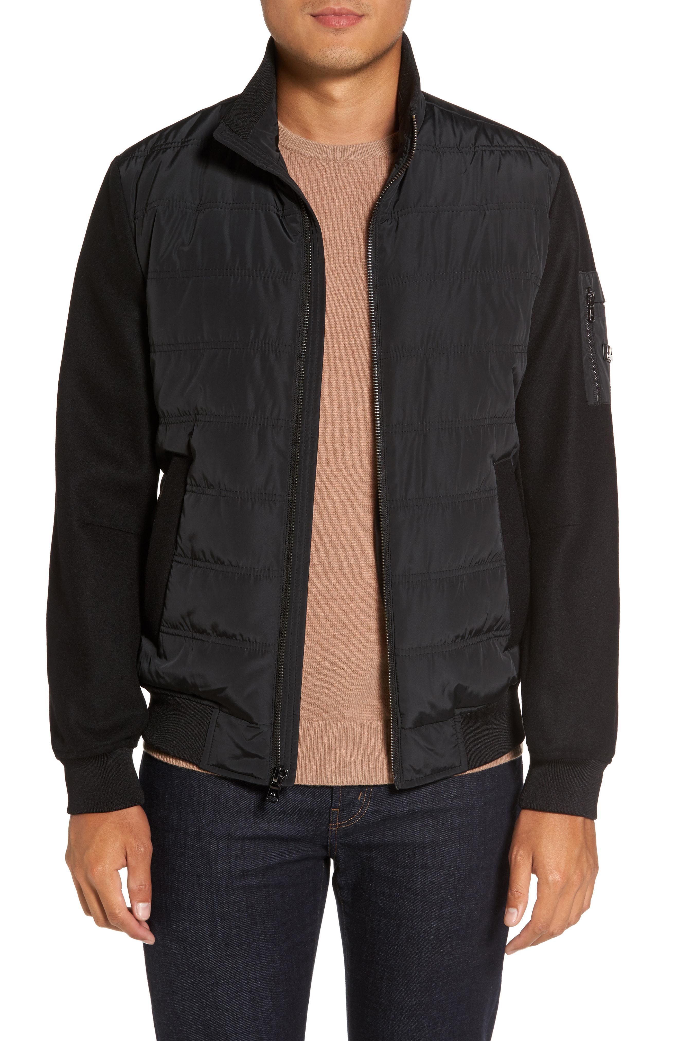 Lyst Michael Kors Mixed Media Quilted Jacket In Black For Men 