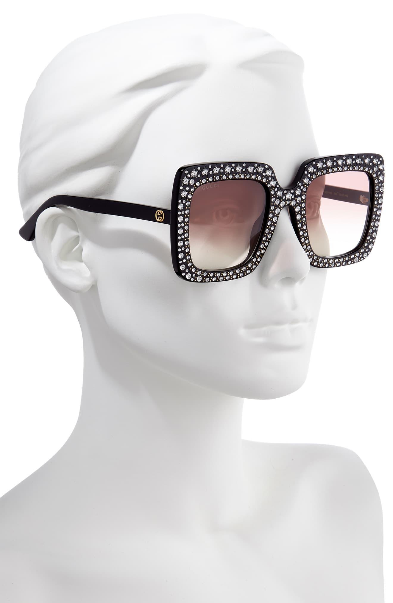 Gucci 52mm Crystal Embellished Square Sunglasses Lyst