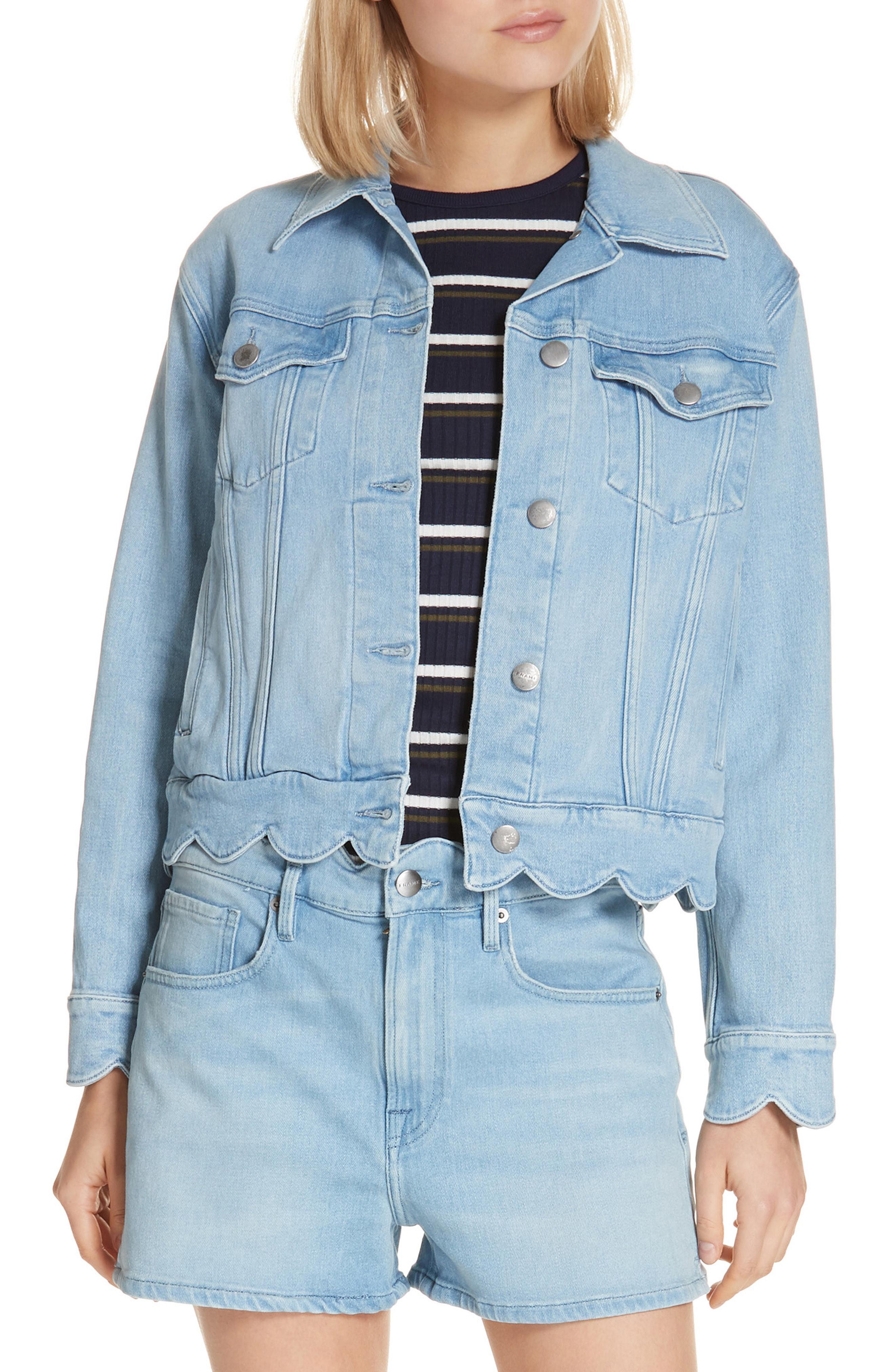 Lyst - FRAME Scallop Hem Denim Jacket in Blue