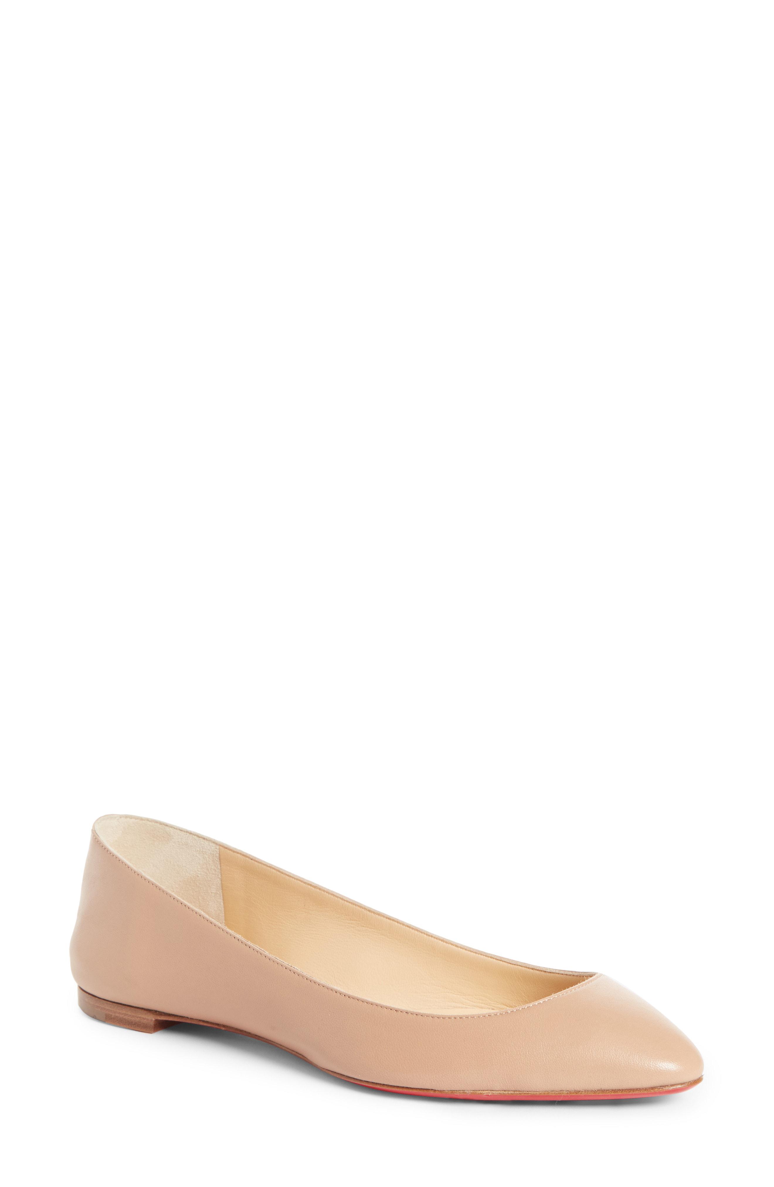 Christian Louboutin Women's Eloise Leather Flats - Nude in Natural - Lyst