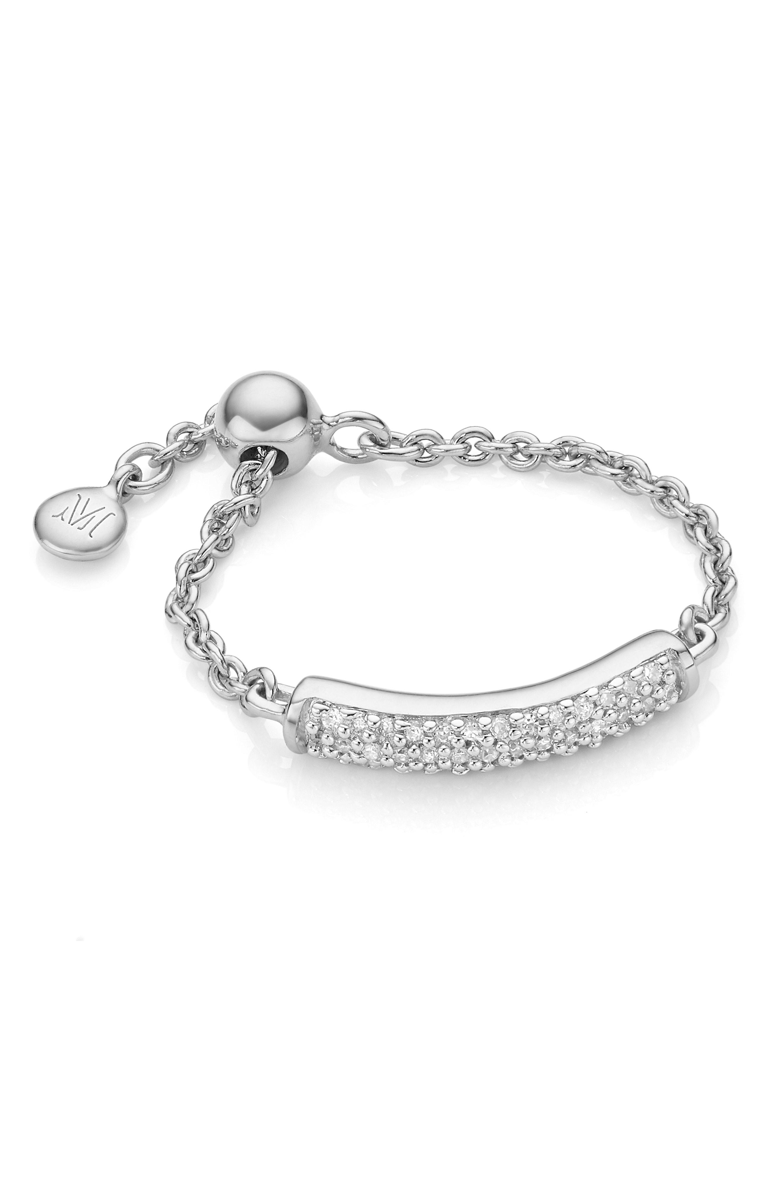 Lyst - Monica Vinader Fiji Bar Friendship Diamond Chain Ring in Metallic