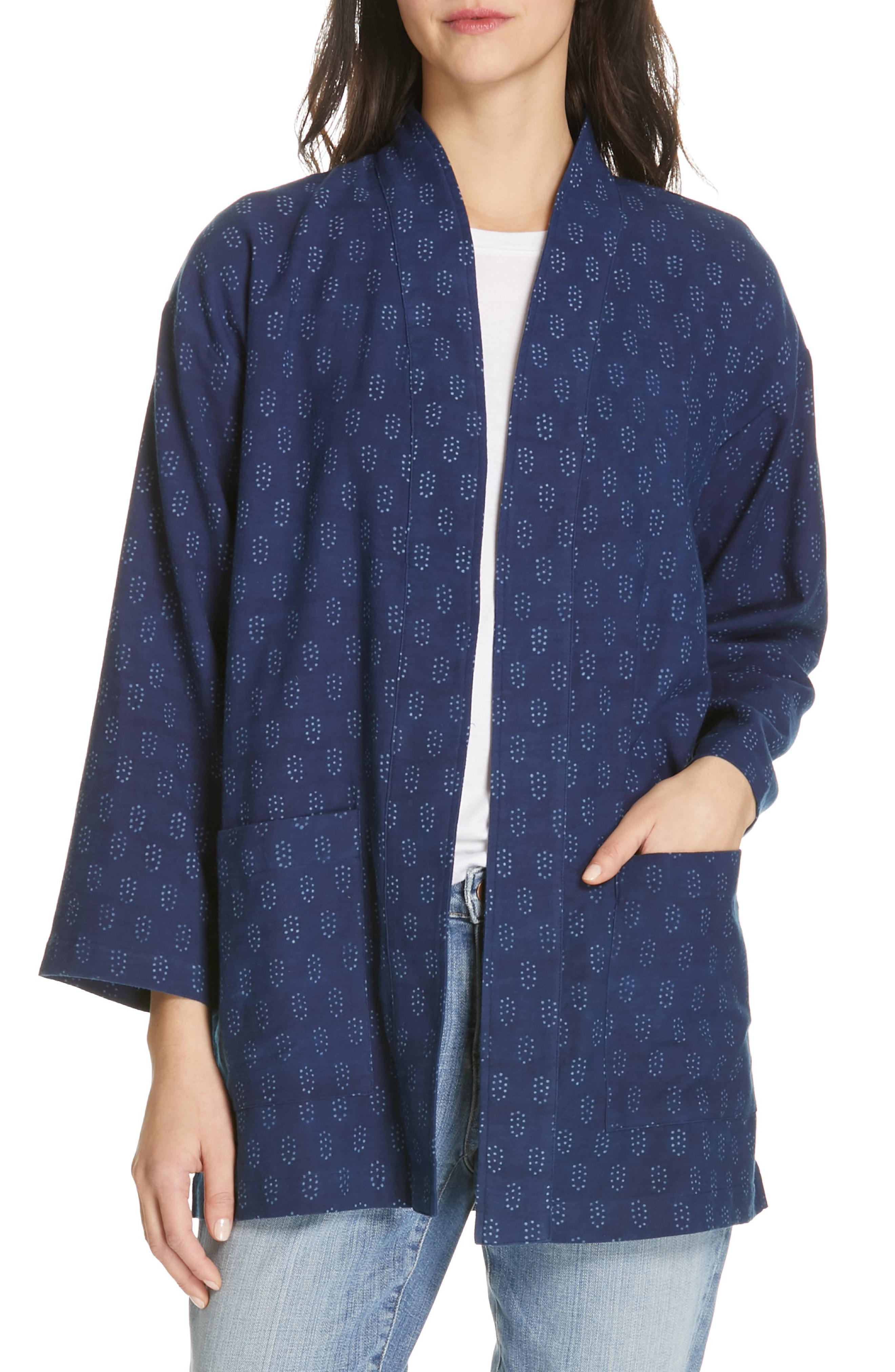 Lyst Eileen Fisher Organic Cotton Kimono Jacket in Blue