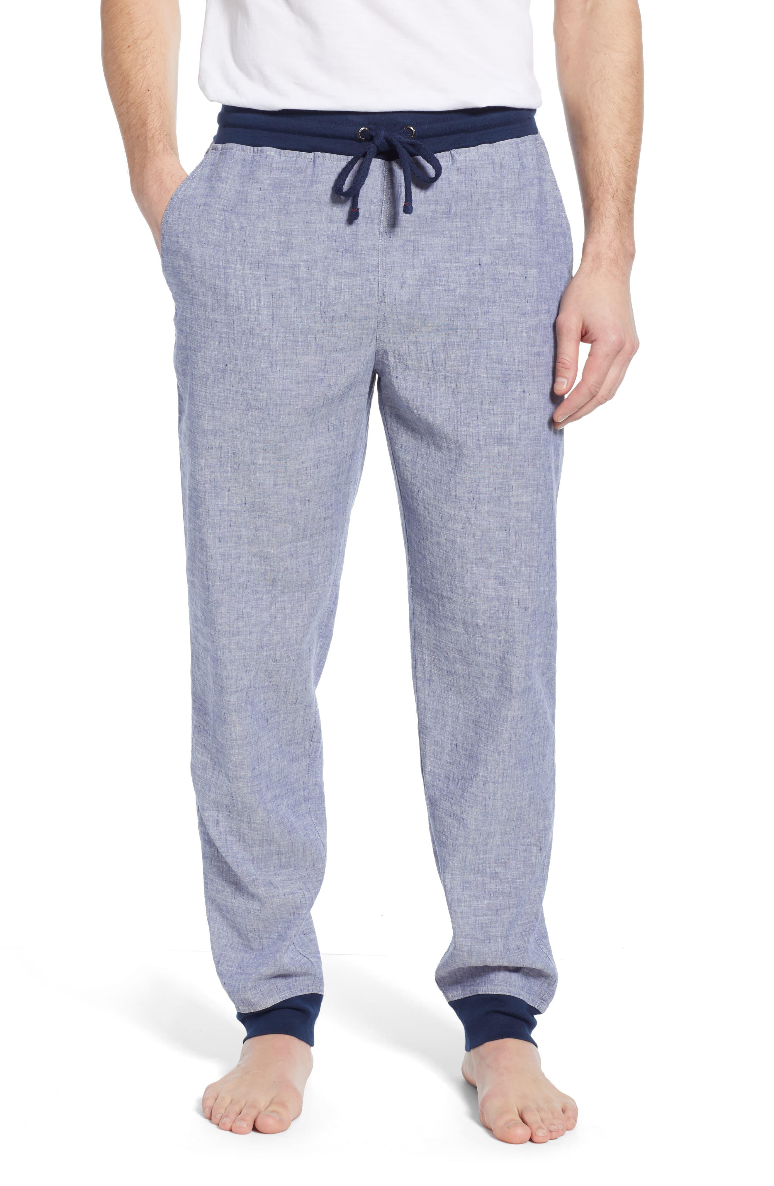 Daniel Buchler Heathered Linen Blend Lounge Pants in Blue for Men - Lyst