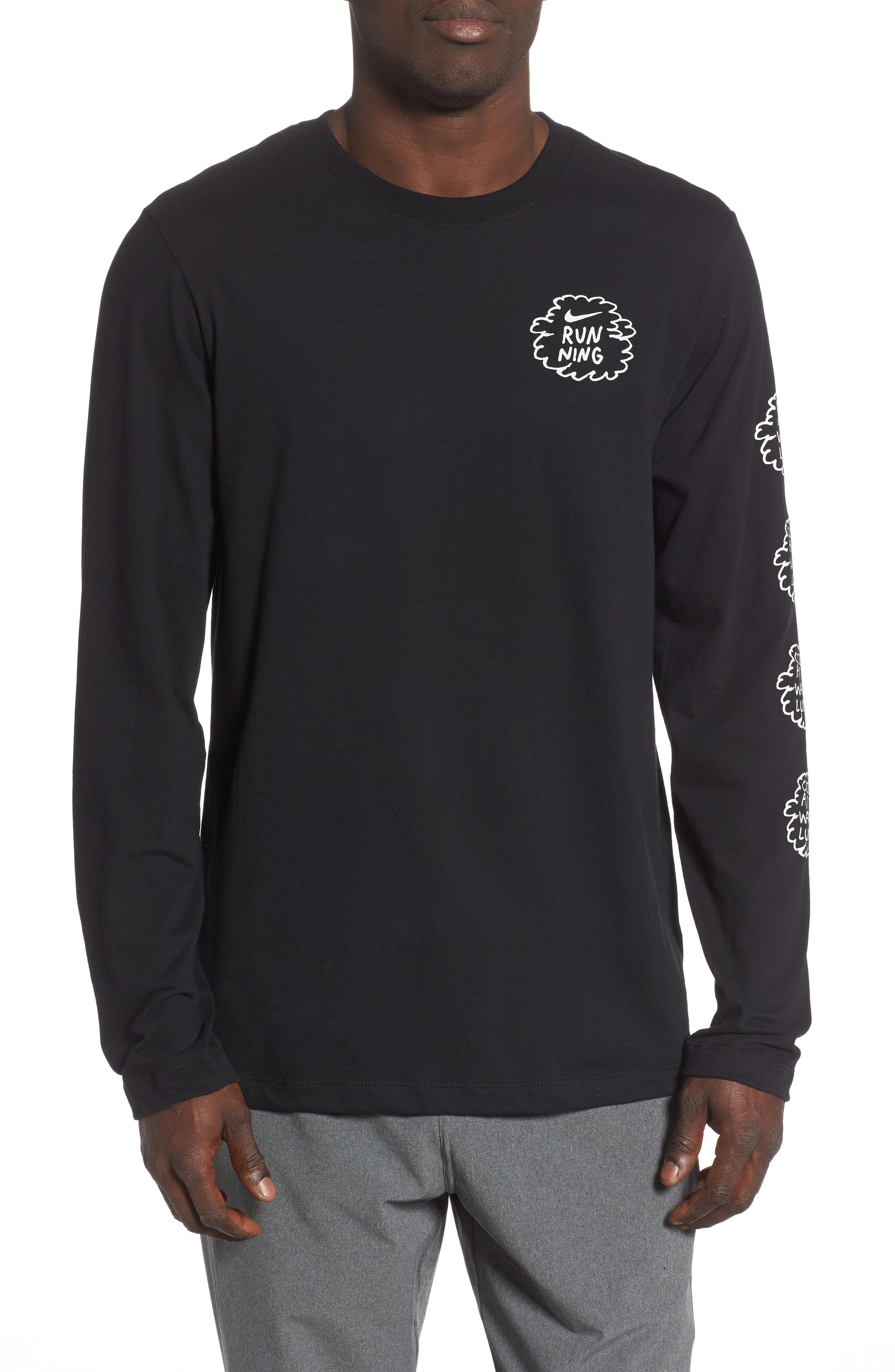 Lyst - Nike Dry Long Sleeve Running T-shirt in Black for Men