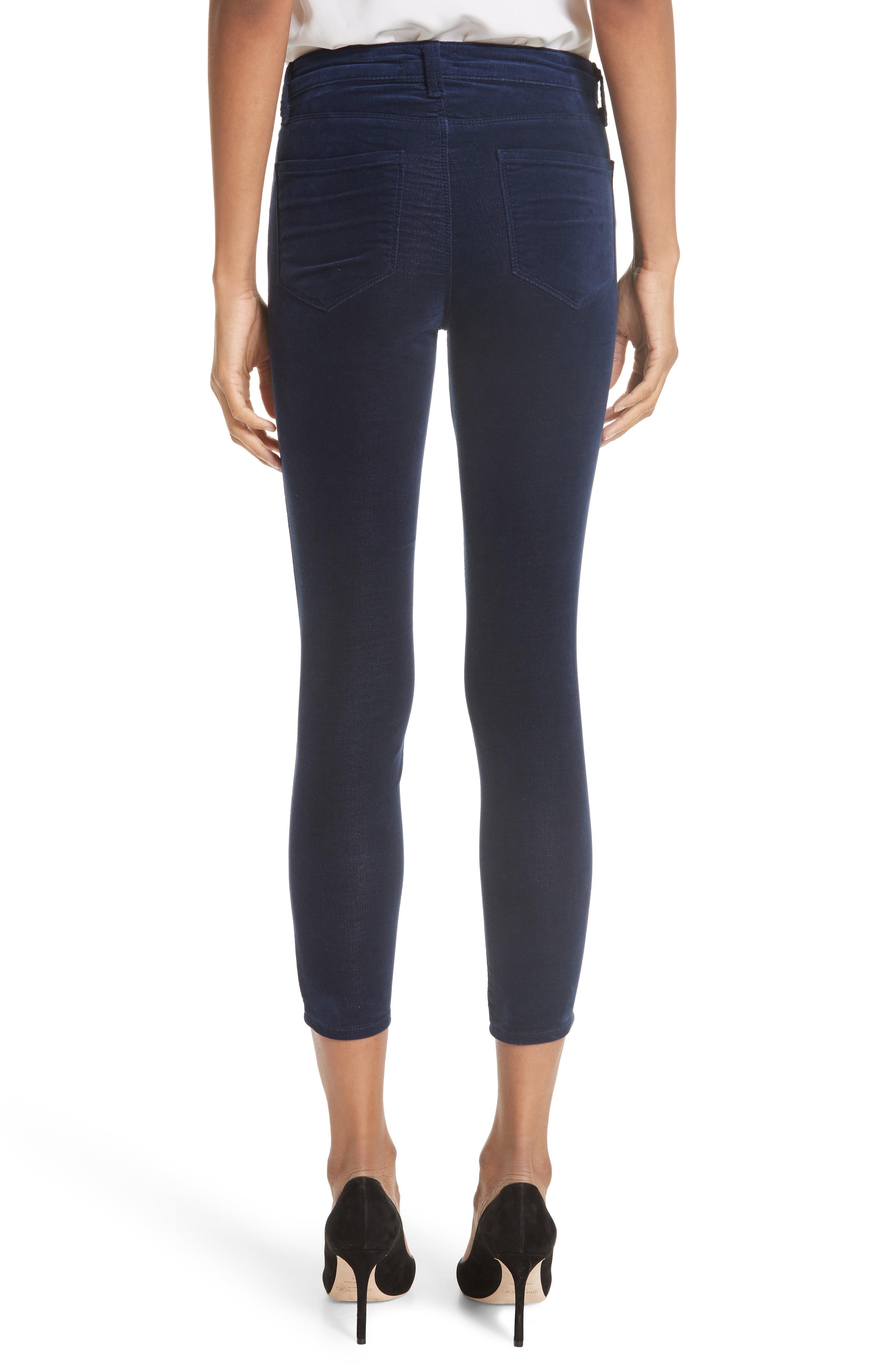 L'Agence Margot Velvet Crop Skinny Jeans in Blue - Lyst