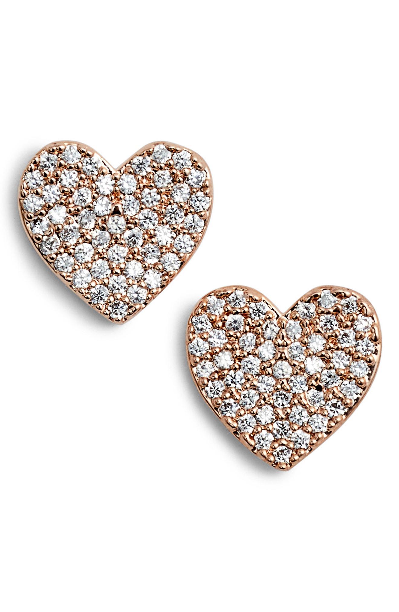 Lyst Kate Spade Yours Truly Pave Heart Stud Earrings In Metallic   Kate Spade  Yours Truly Pave Heart Stud Earrings 