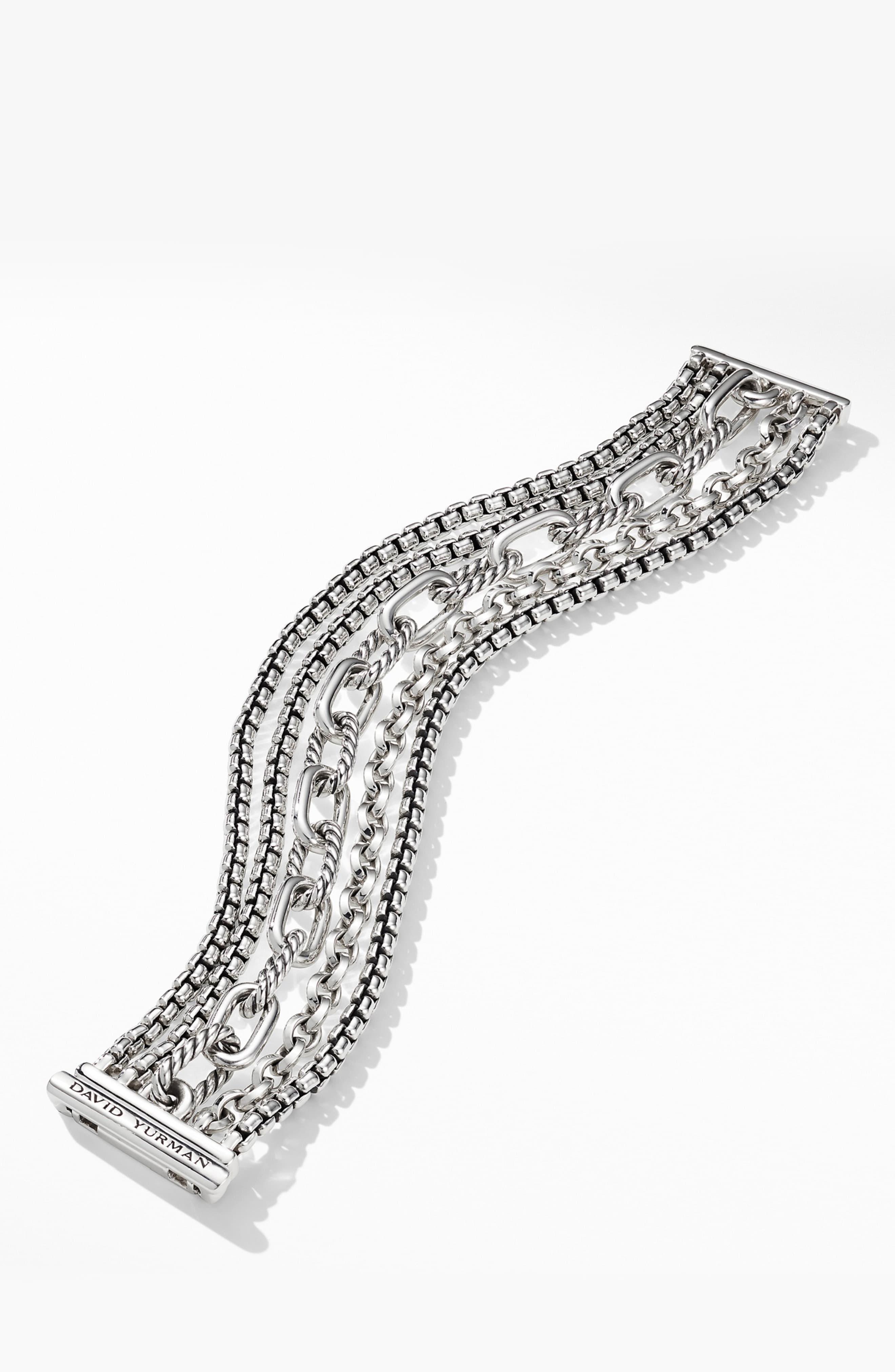 David Yurman Sterling Silver Multi Row Chain Bracelet in Metallic Lyst
