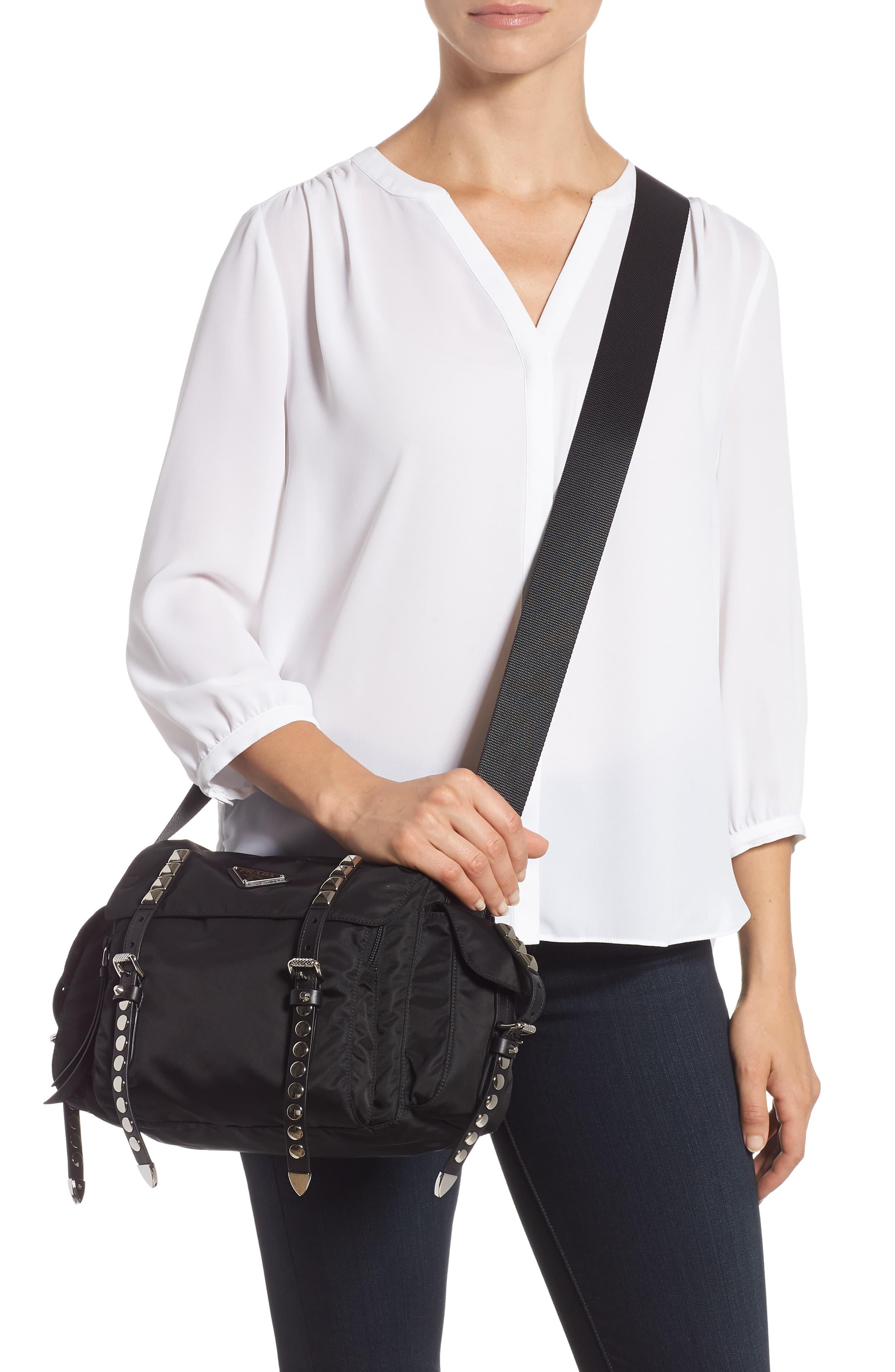 Prada Stud Nylon Messenger Bag in Black Lyst