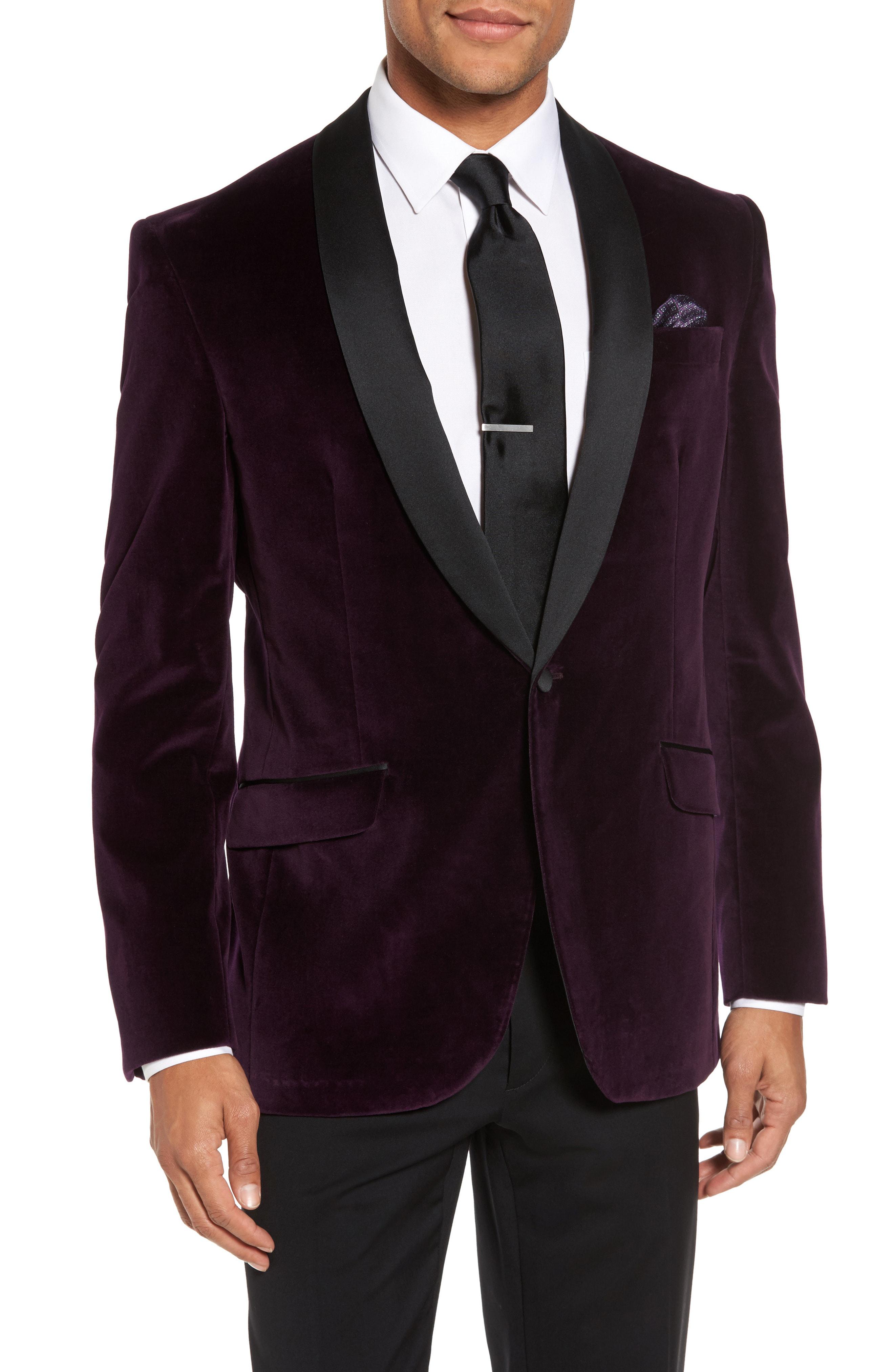 Lyst - Ted Baker Josh Trim Fit Velvet Dinner Jacket in Purple for Men ...