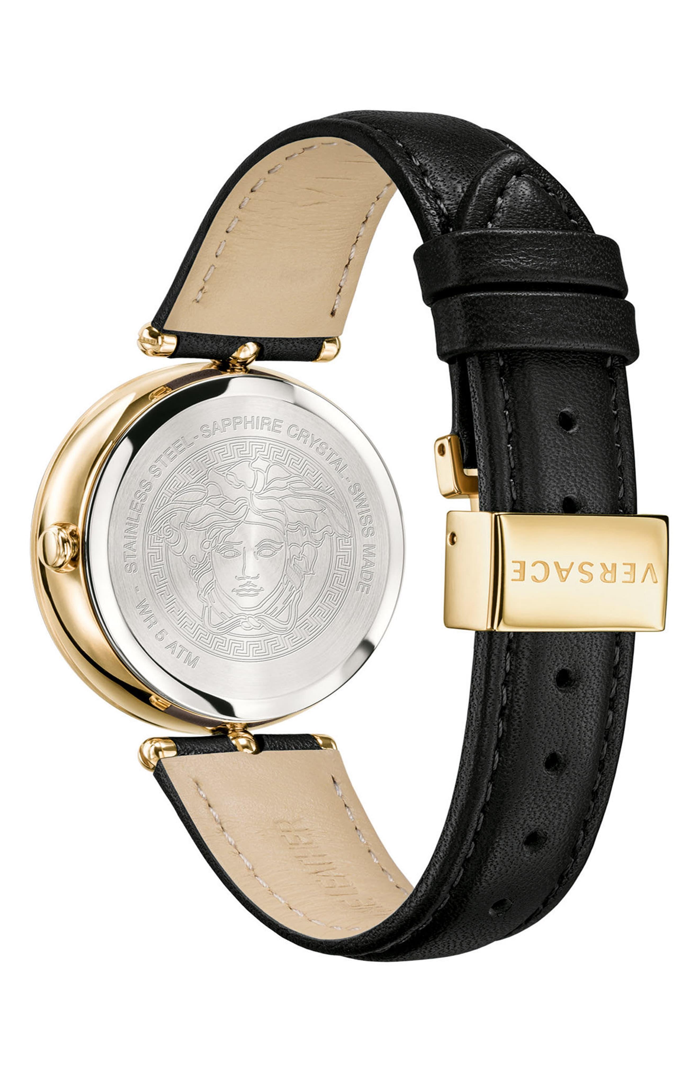 versace leather strap watch