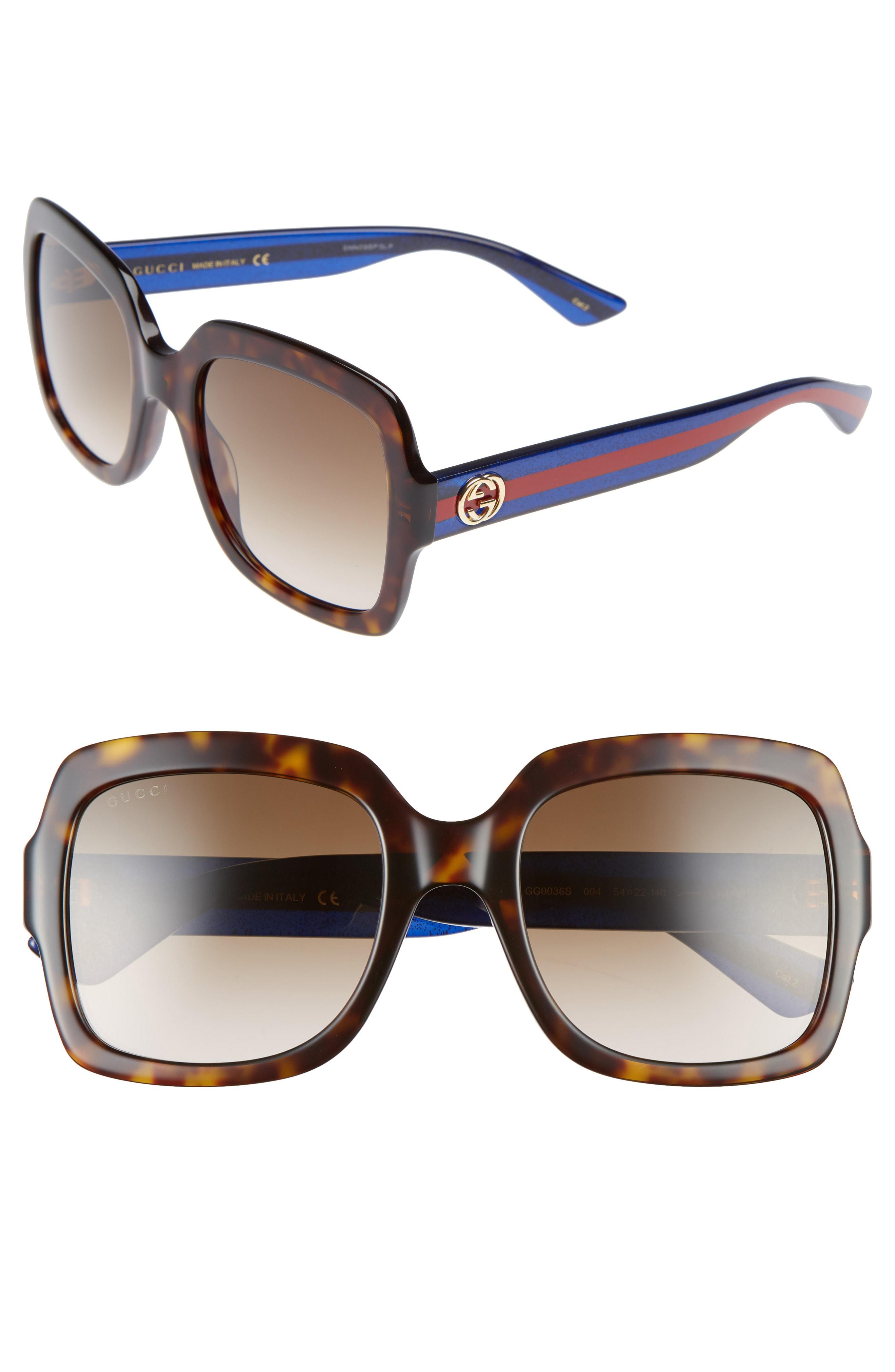 Lyst - Gucci 54mm Square Sunglasses - Dark Havana/ Brown in Brown