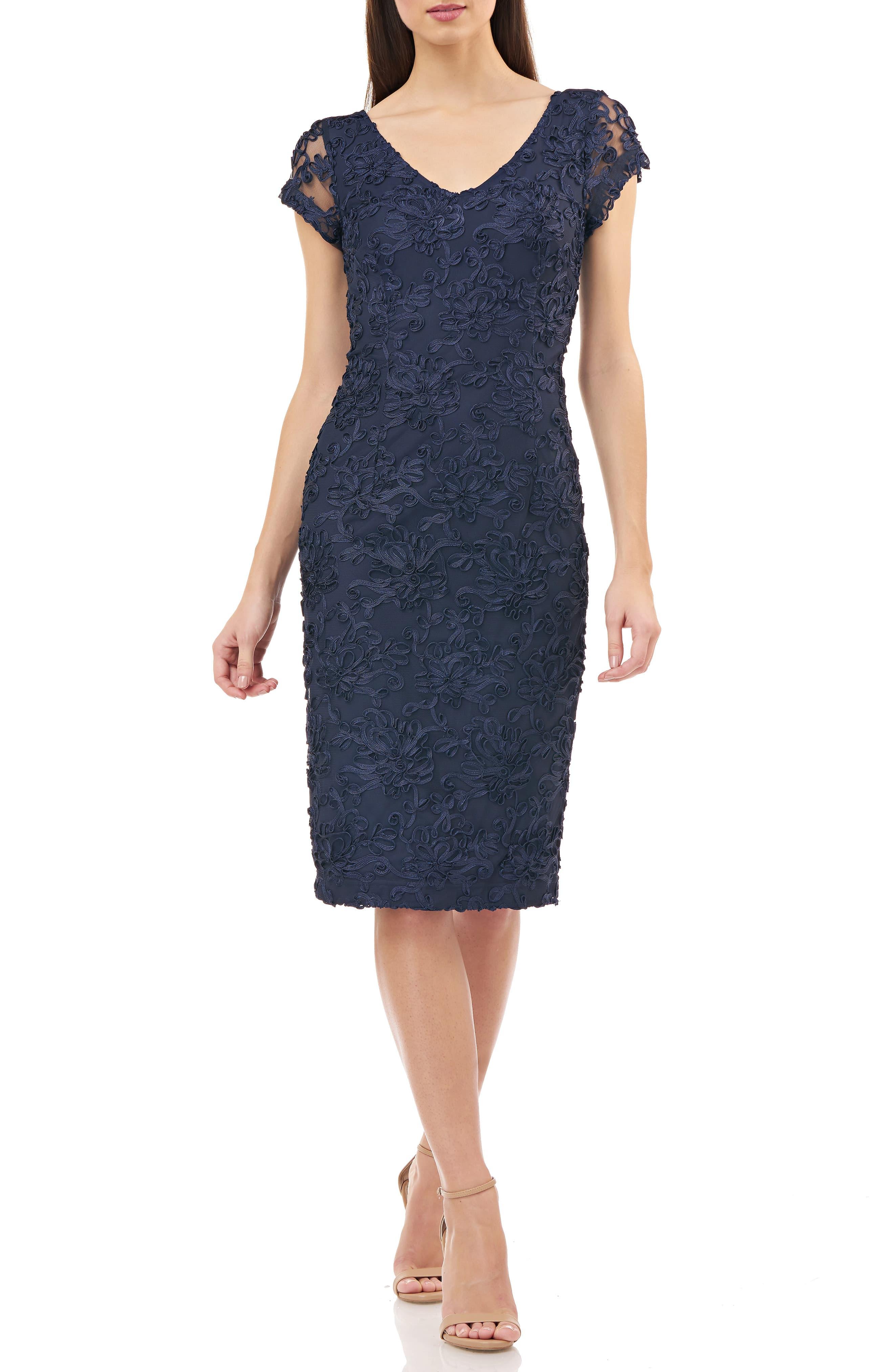 JS Collections Soutache Embroidered Vneck Cocktail Dress in Blue Lyst