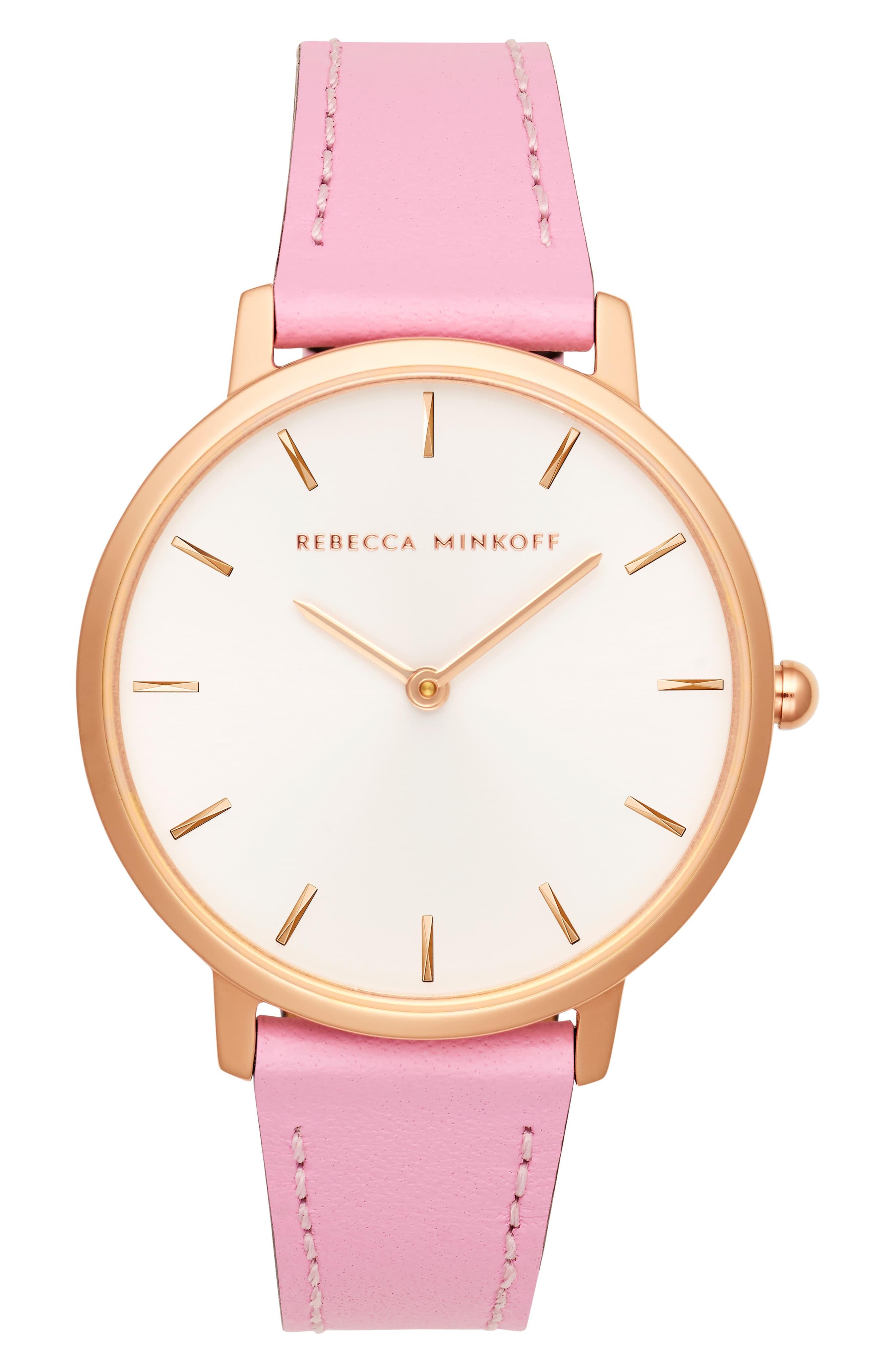 Rebecca Minkoff Major Leather Strap Watch in Metallic - Lyst