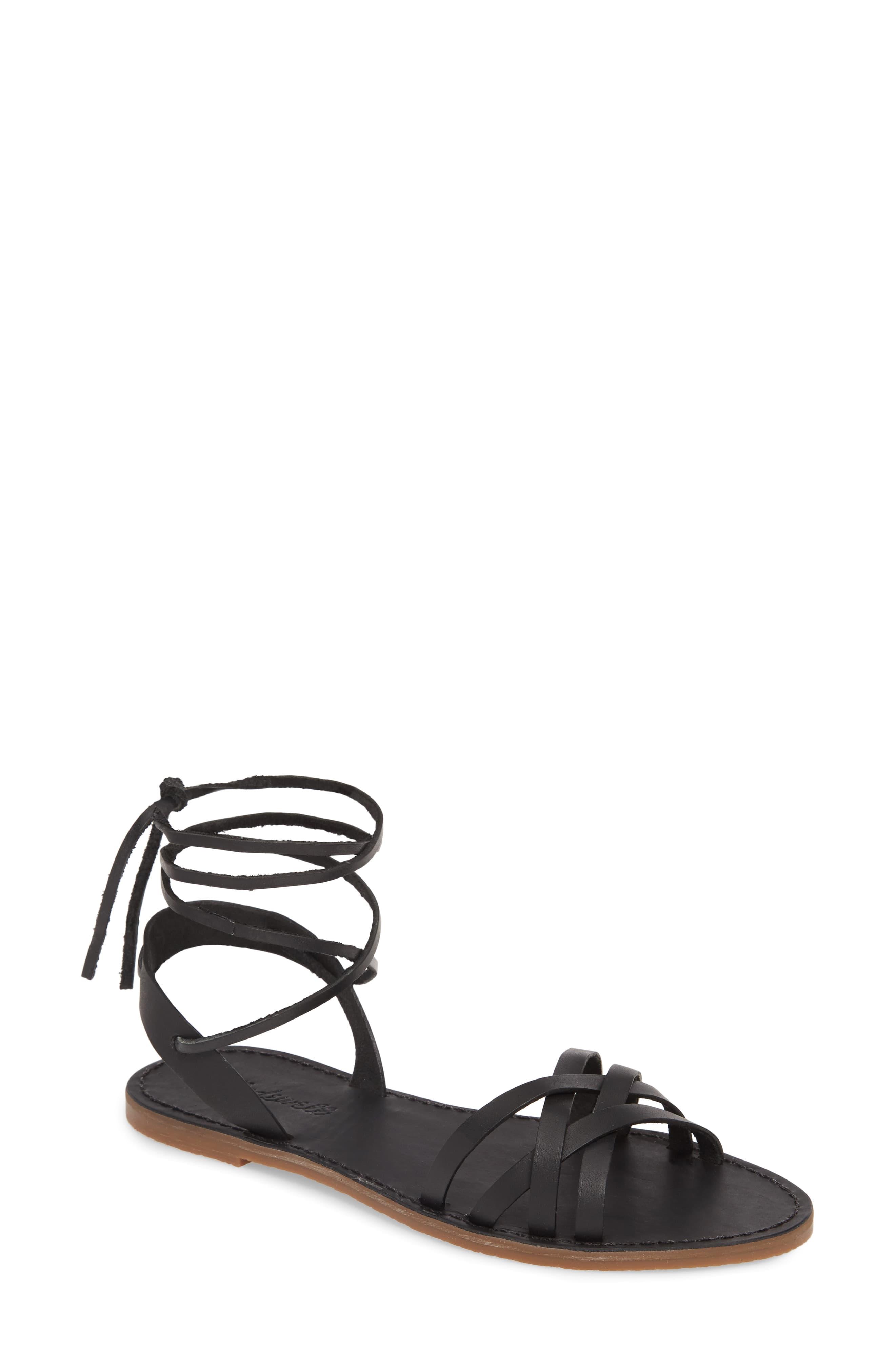 Madewell The Boardwalk Woven Lace Up Sandal in Black - Lyst