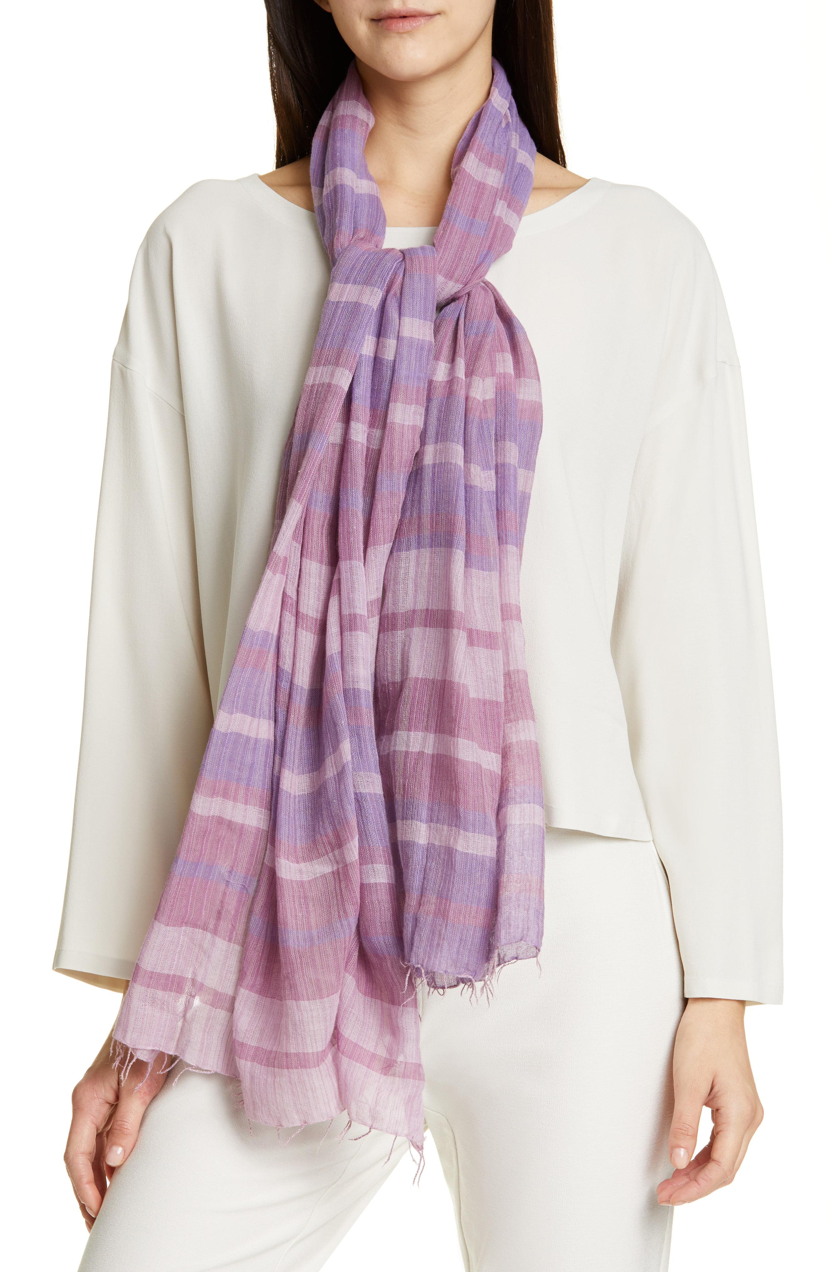 Lyst Eileen Fisher Stripe Silk Scarf in Purple