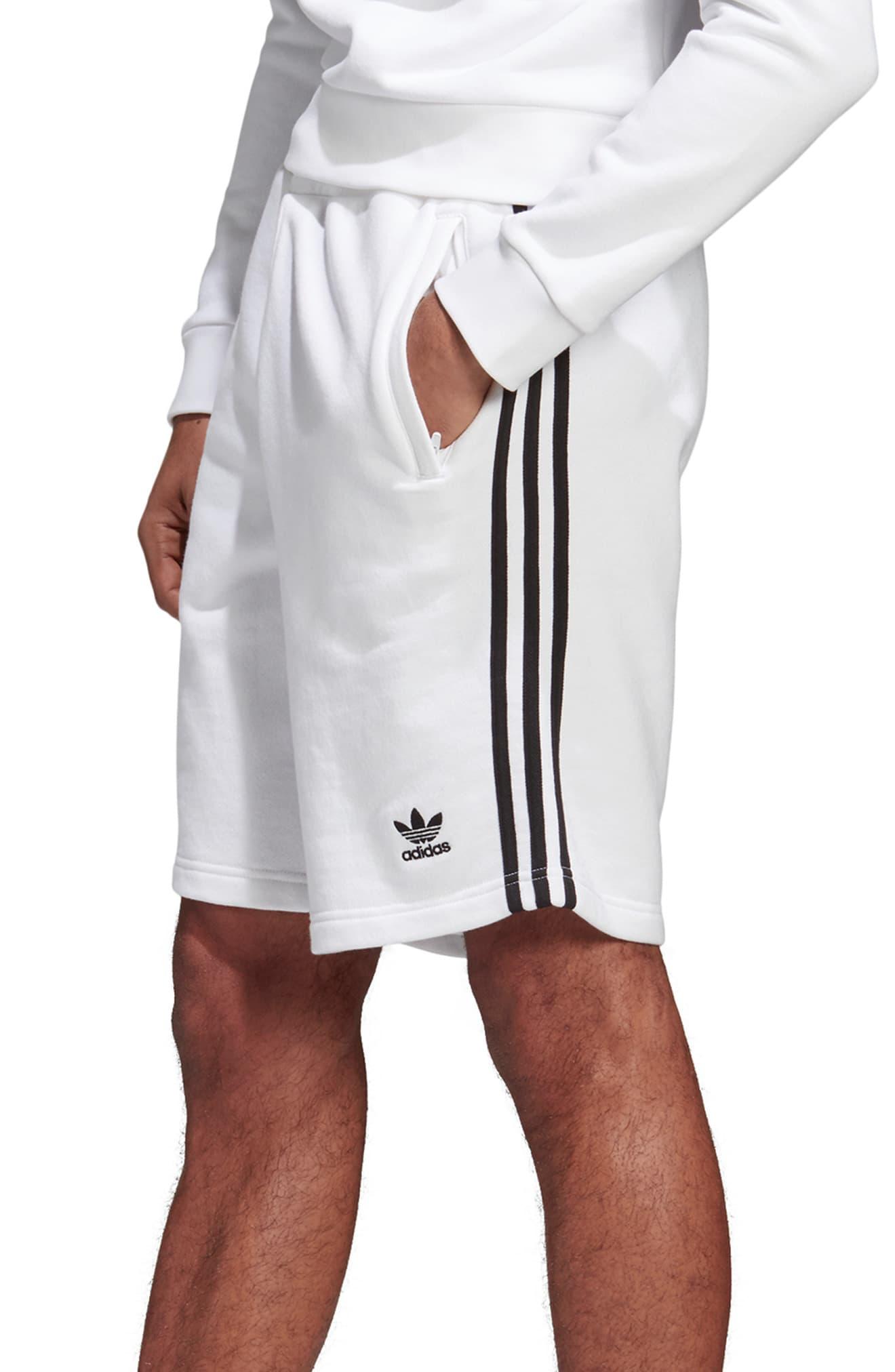 adidas French Terry Three-stripe Shorts in White for Men - Lyst