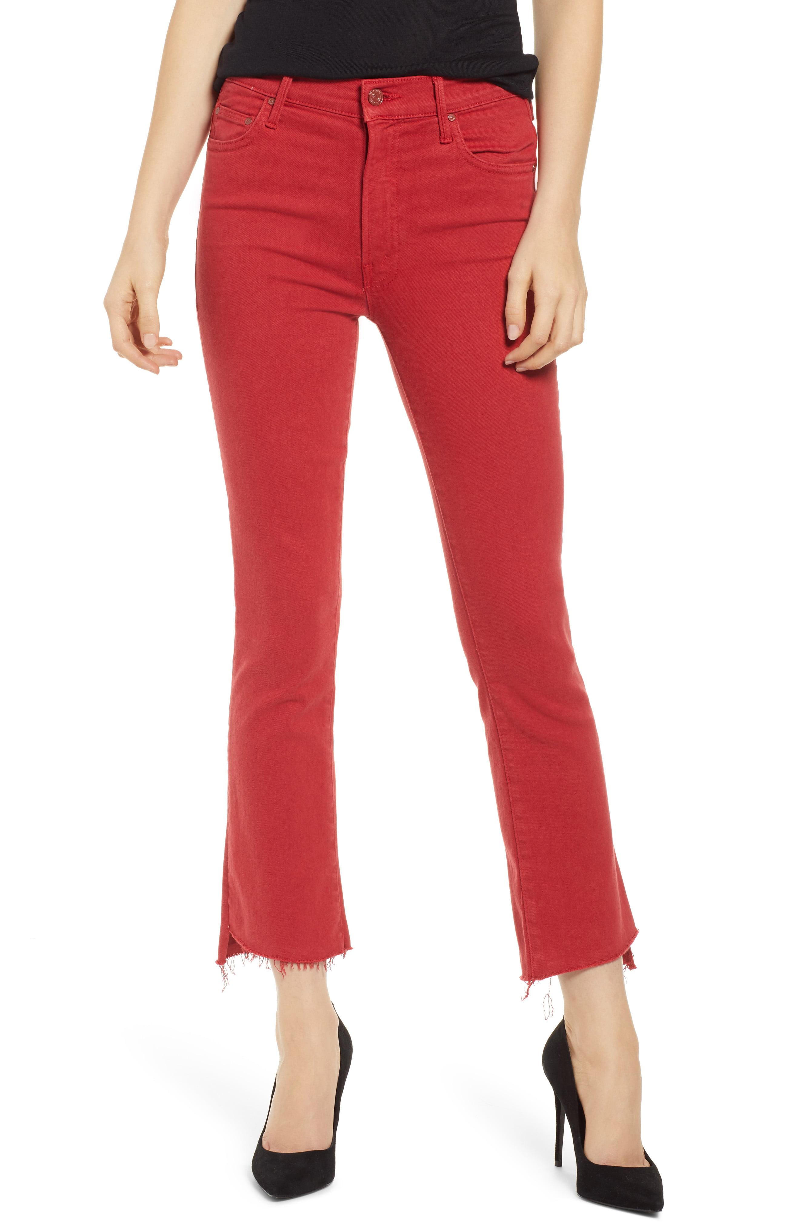Lyst - Mother The Insider Step Hem Crop Jeans in Red