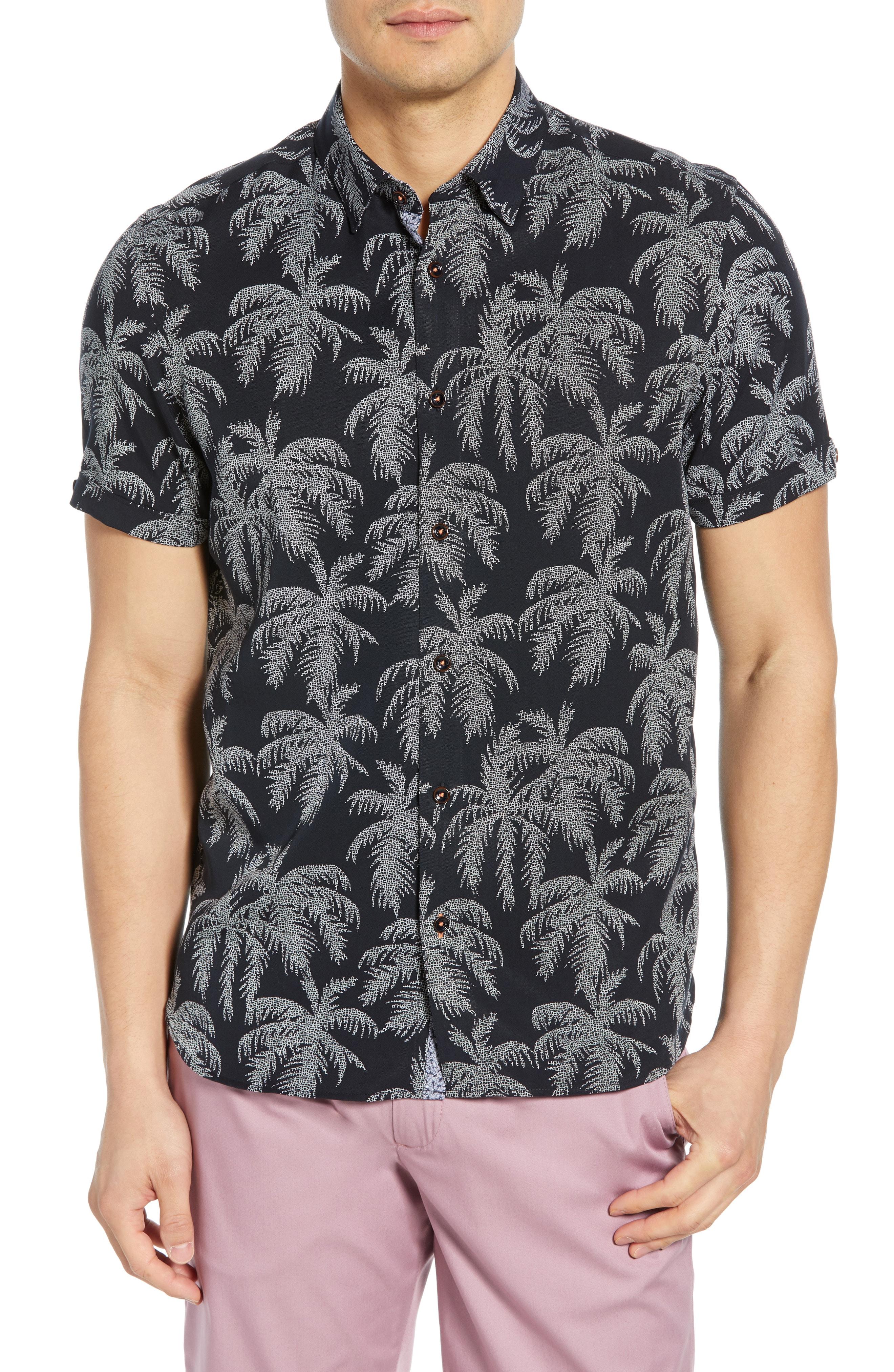 Lyst - Ted Baker Palmcol Slim Fit Palm Print Sport Shirt in Blue for Men