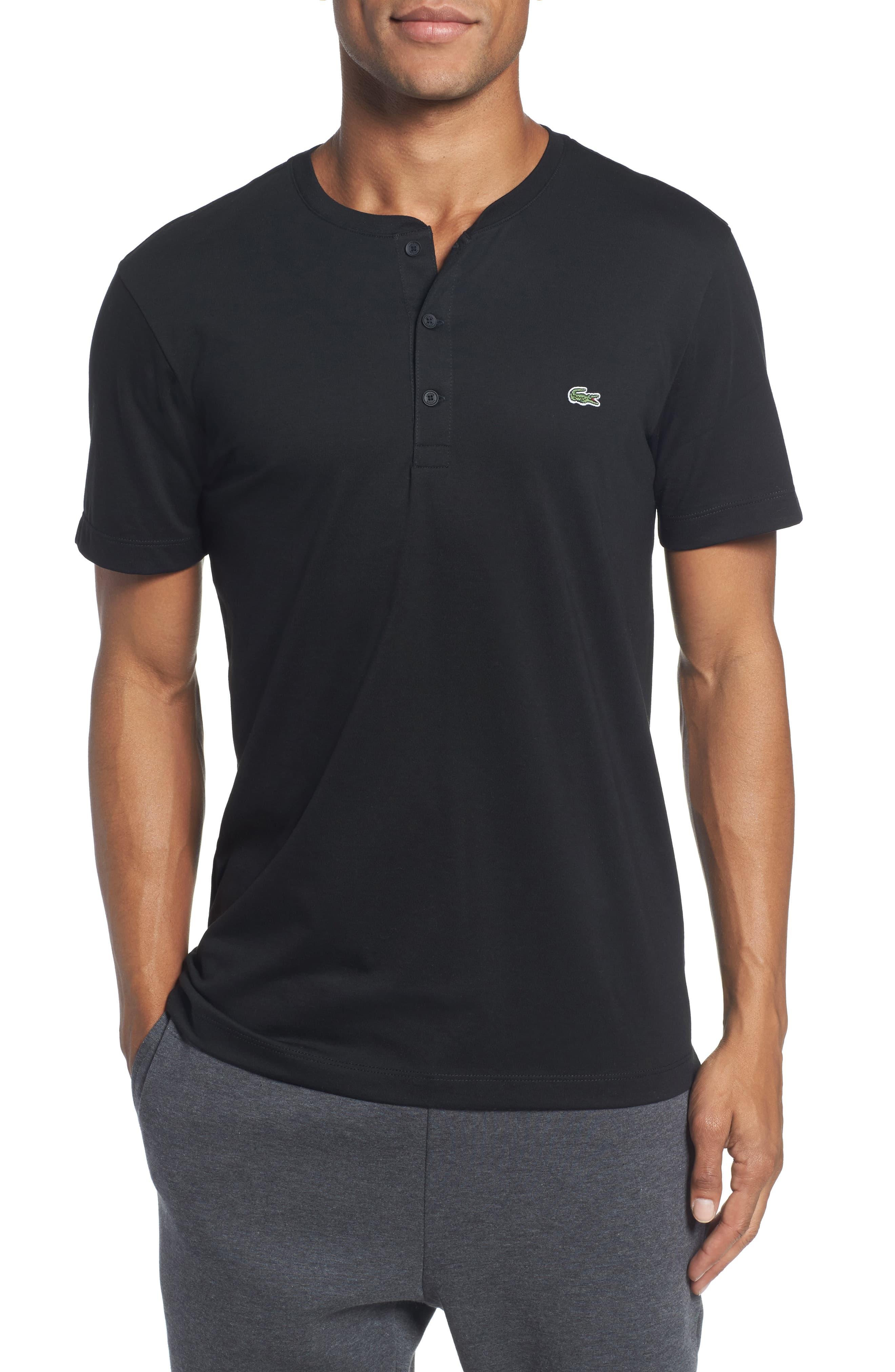 Lacoste Cotton Regular Fit Henley T-shirt in Black for Men ...