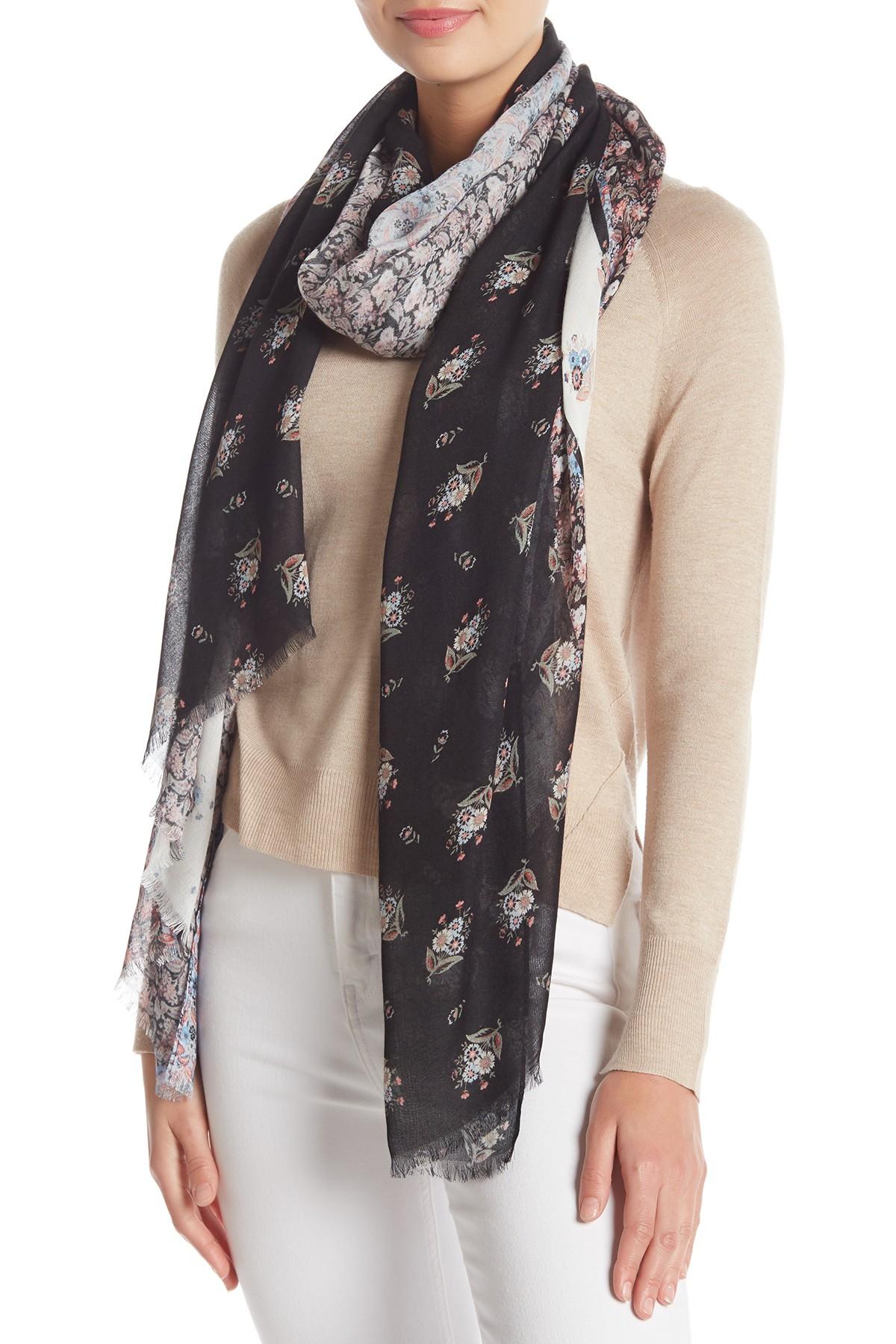 Rebecca Minkoff Ditsy Floral Oblong Scarf in Black - Lyst