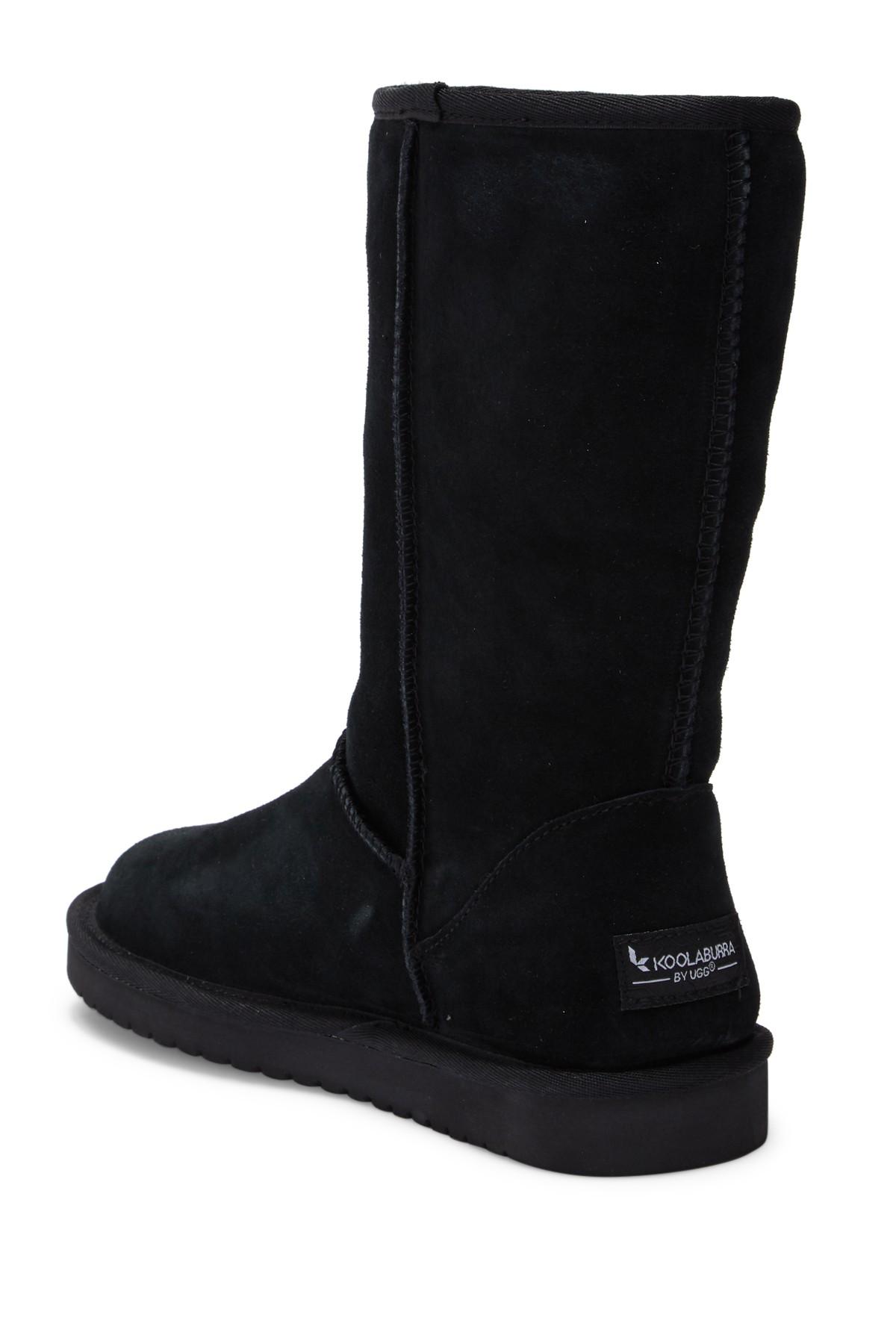 UGG Classic Genuine Shearling & Faux Fur Lined Tall Boot in Black - Lyst