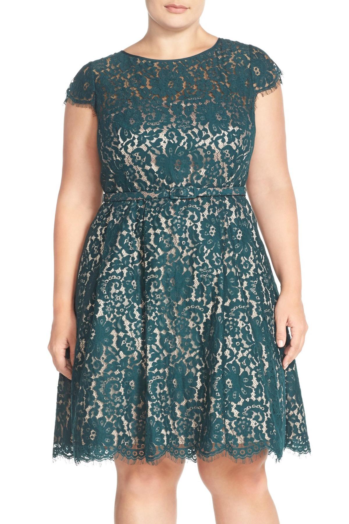 Lyst - Eliza J Cap Sleeve Lace Fit & Flare Party Dress in Green
