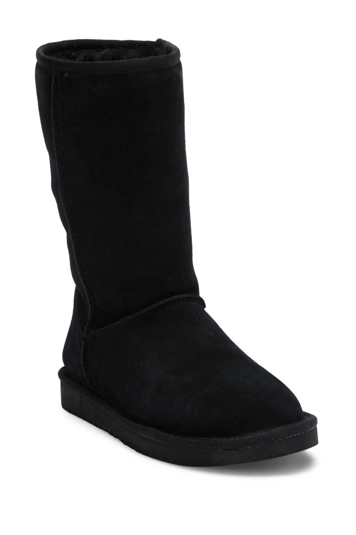 UGG Classic Genuine Shearling & Faux Fur Lined Tall Boot In Black - Lyst