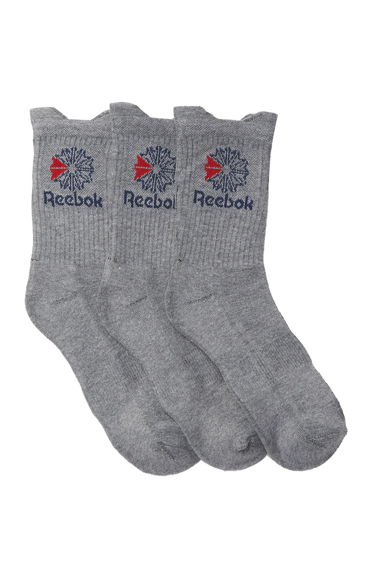 Reebok Synthetic Classic Mid Crew Socks Pack Of 3 in Grey (Gray) for Men Lyst