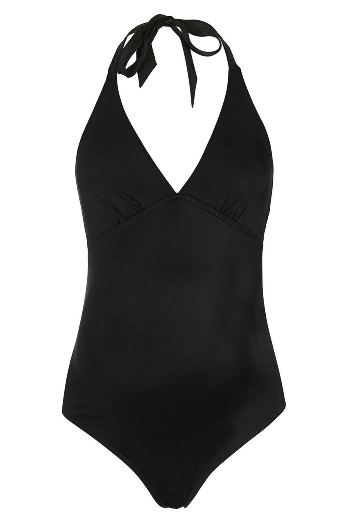 Lyst - TOPSHOP Solid Halter One-piece Maternity Swimsuit in Black