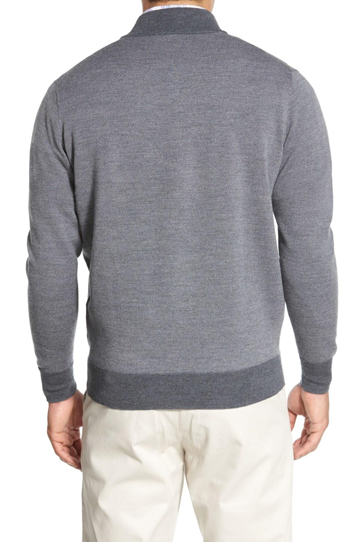 Lyst - Peter Millar Quarter Zip Merino Wool Sweater in Gray for Men