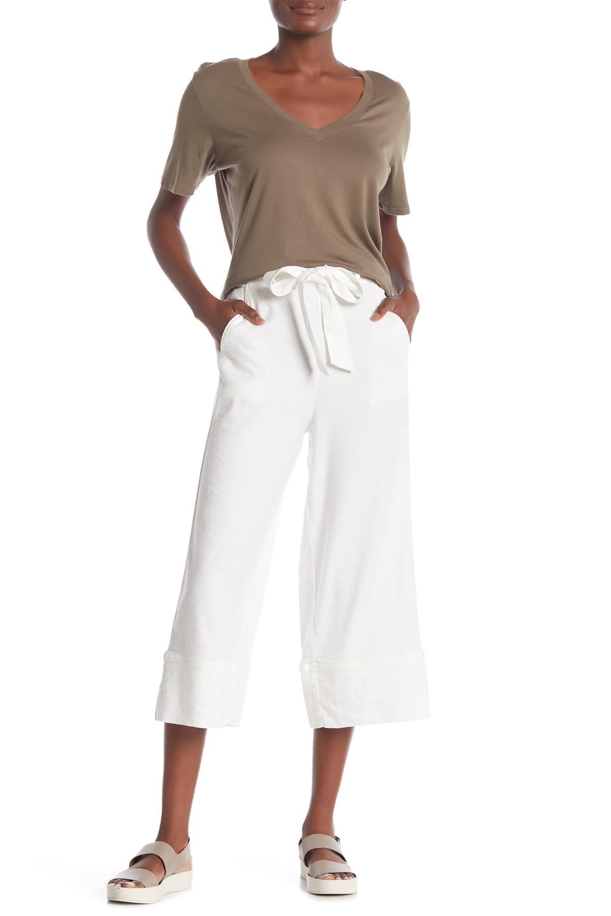 Lyst Splendid Solid Linen  Blend Wide  Leg Crop  Pants in White