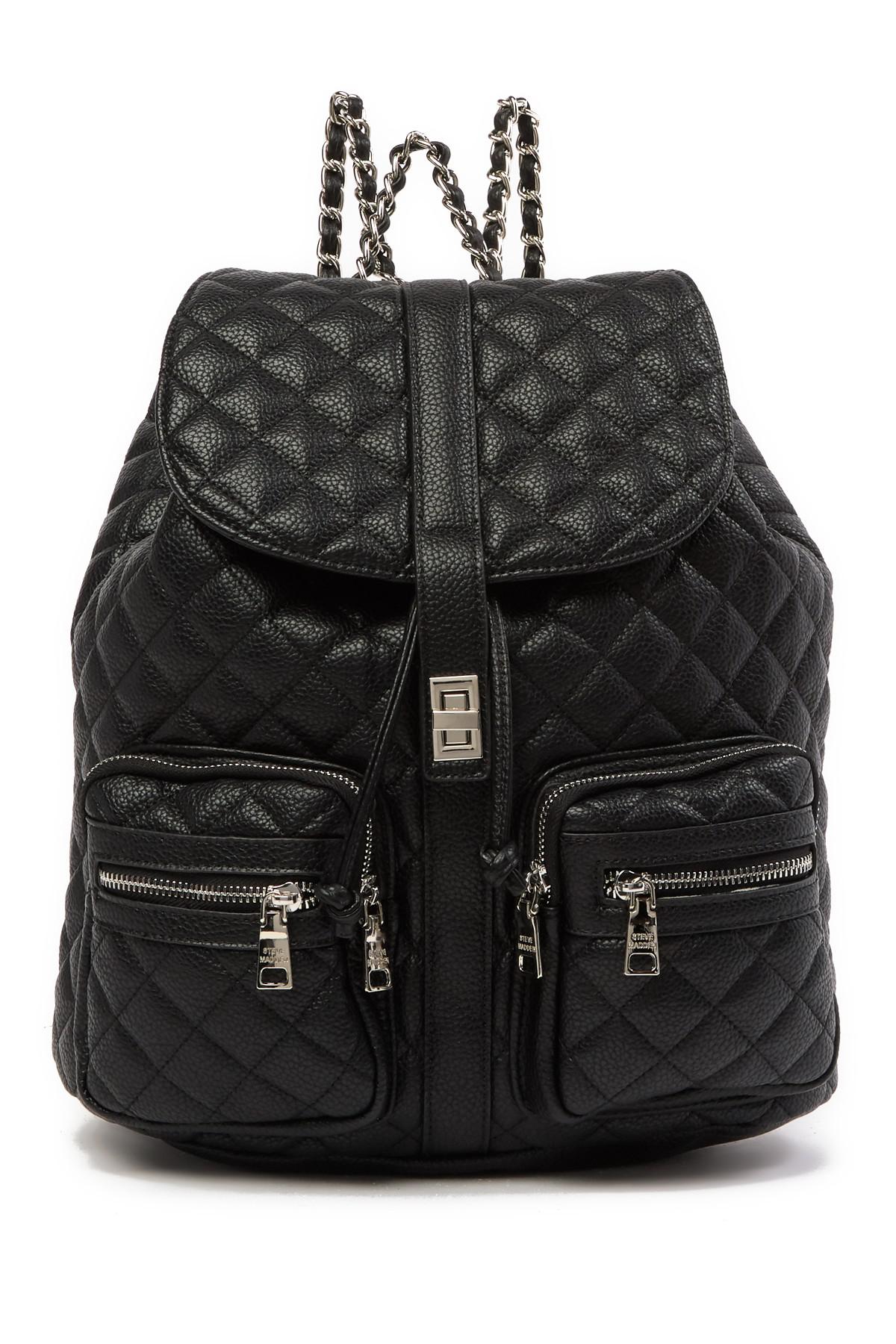 steve madden black quilted backpack