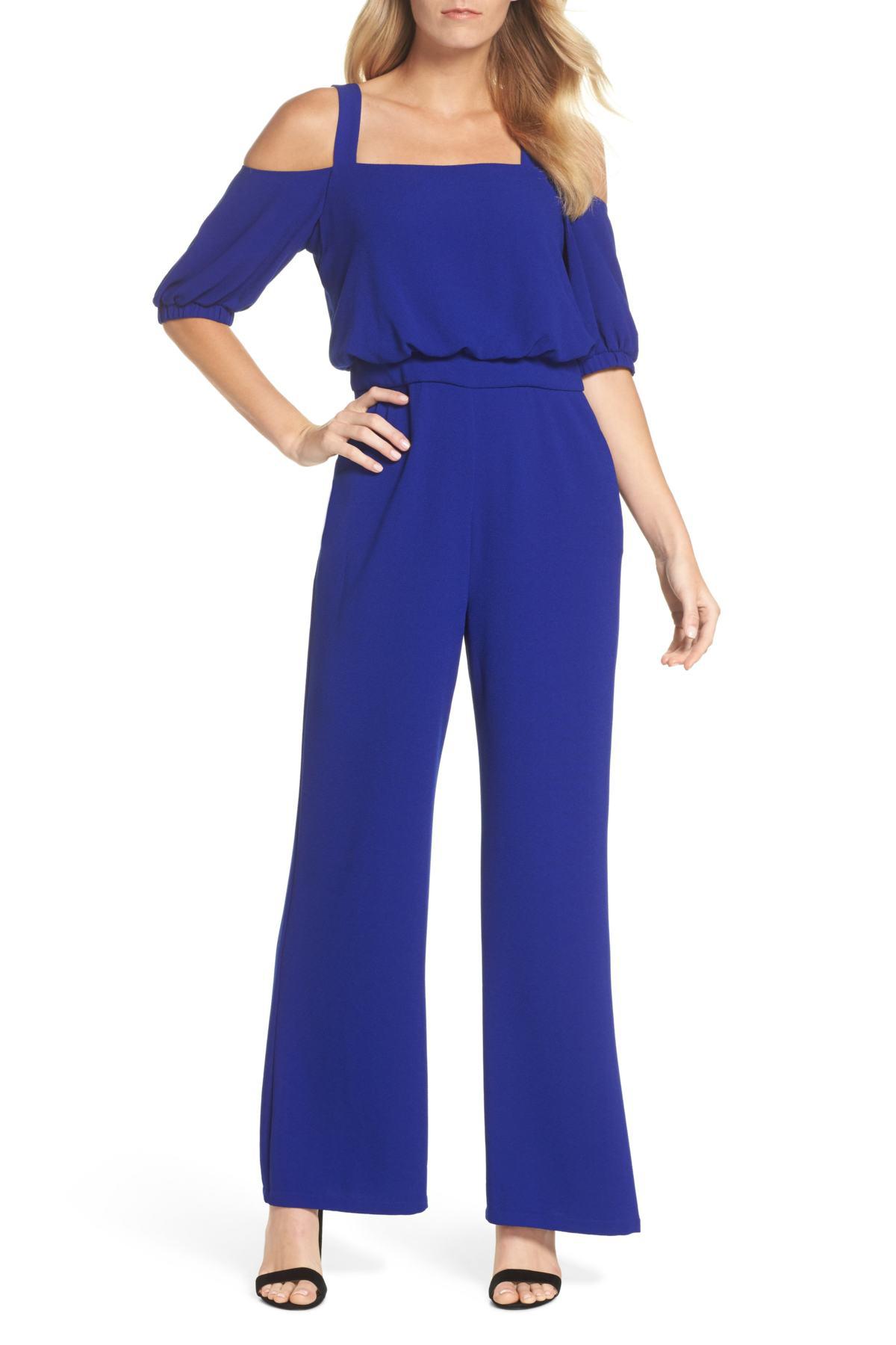 Lyst - Vince Camuto Cold Shoulder Blouson Jumpsuit (regular & Petite ...