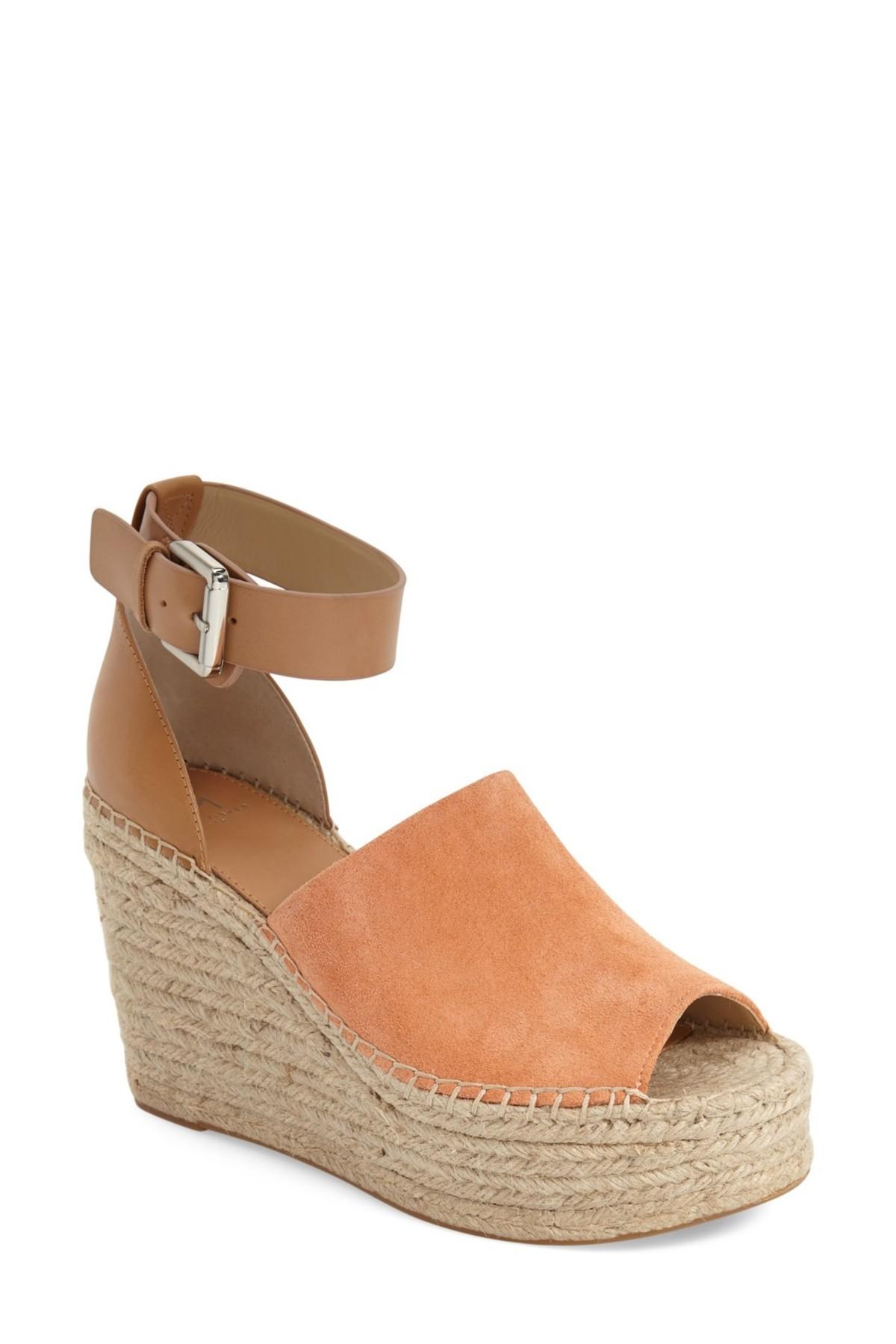 Lyst Marc Fisher Adalyn Leather and Suede Wedge Sandals