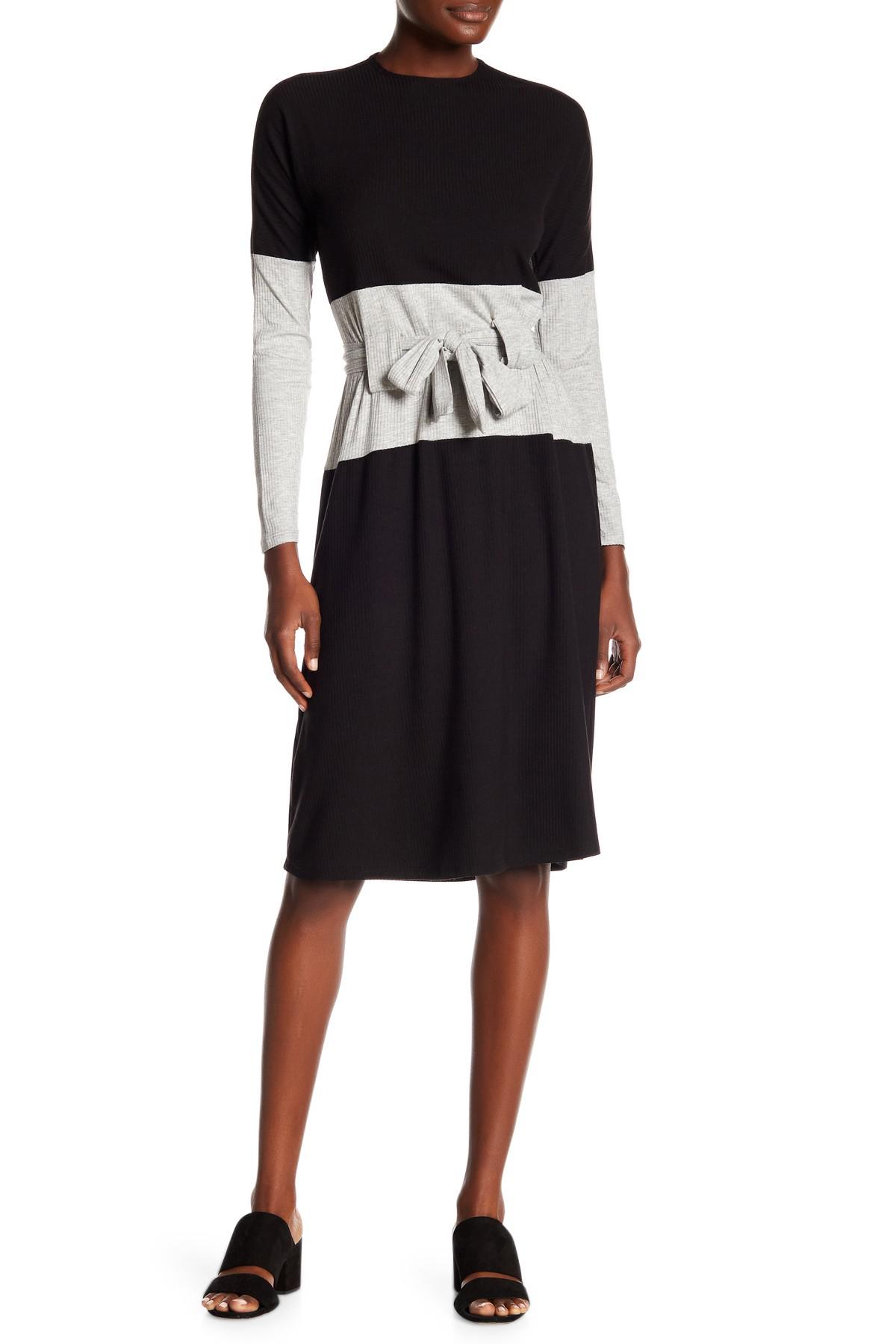 Lyst Go Couture Colorblock Long Sleeve Dress In Black Go Couture
