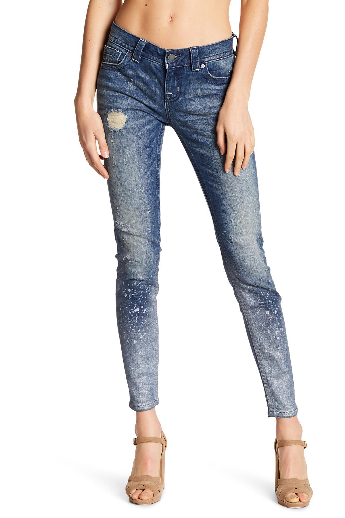 metallic skinny jeans