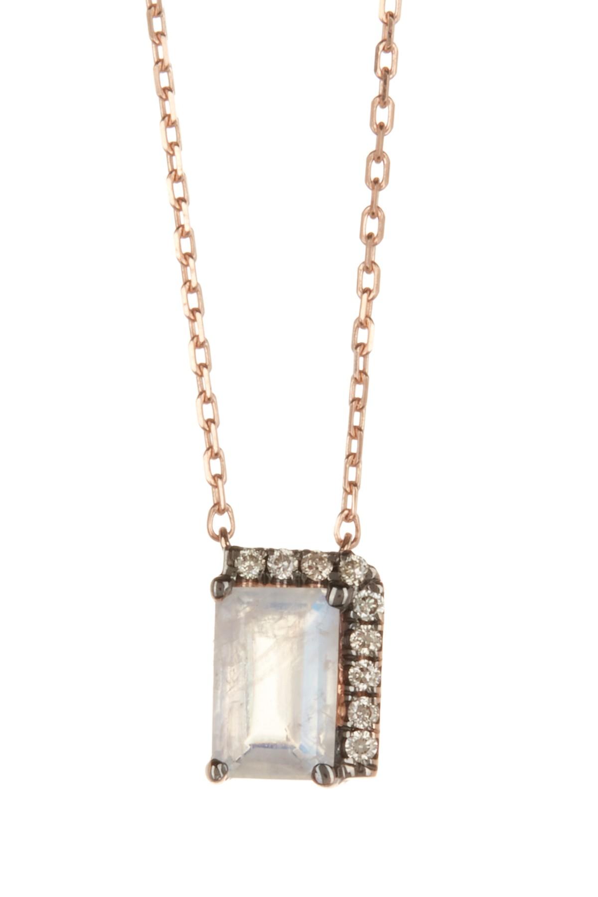Lyst - Suzanne Kalan 14k Rose Gold Rainbow Moonstone Diamond Pendant ...
