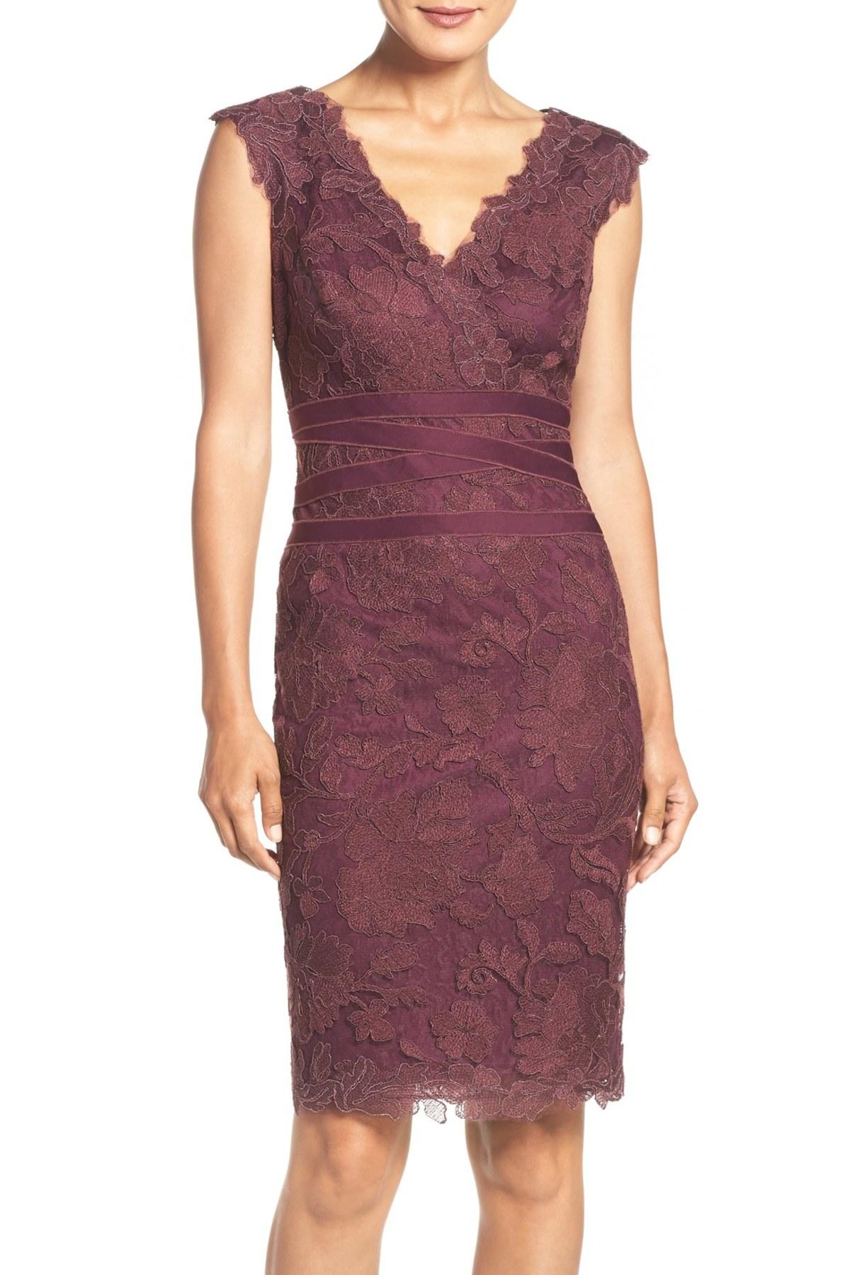 Lyst - Tadashi Shoji 'amy' Corded Embroidered Lace Sheath Dress in Purple