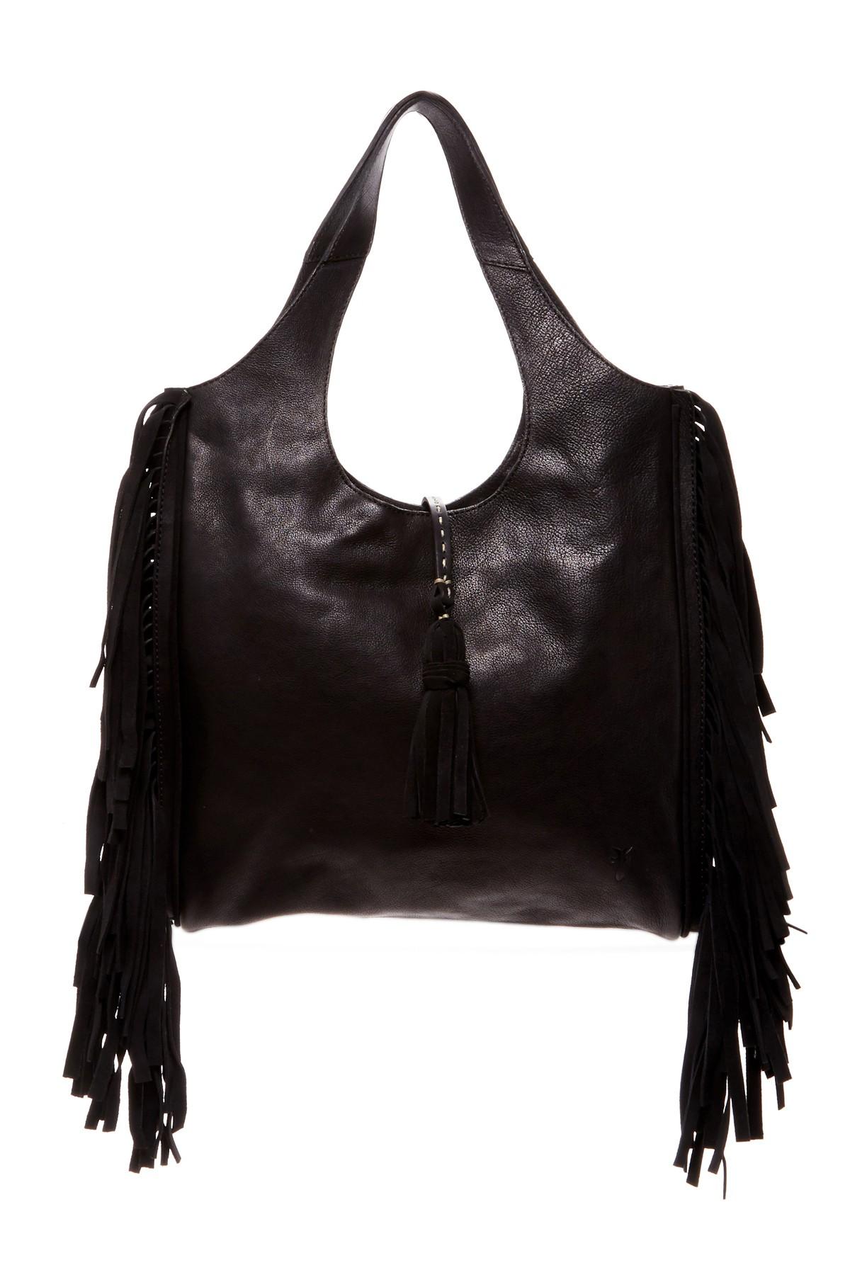 Lyst Frye Farrah Fringe Leather Shoulder Bag in Black