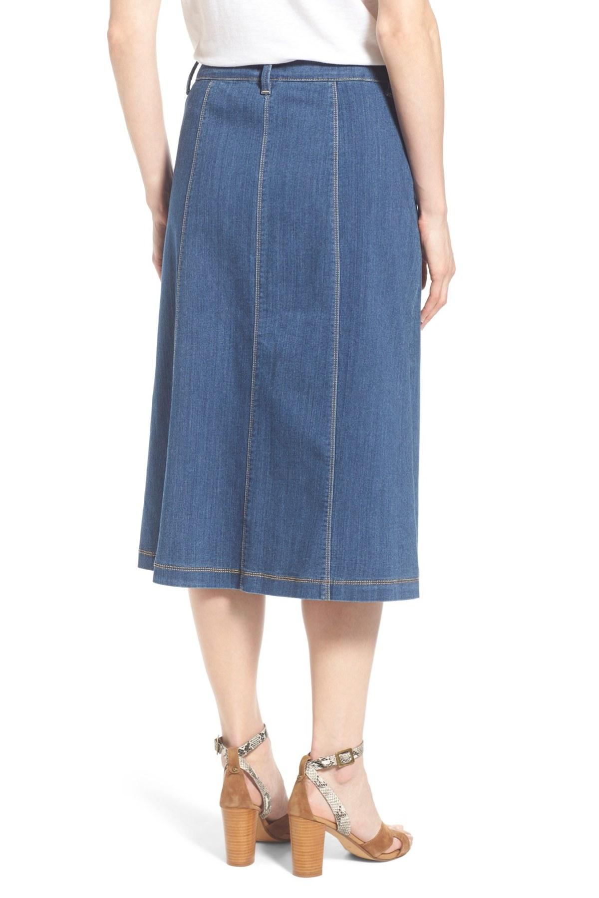 Lyst - NYDJ Carly Button Front Denim Midi Skirt in Blue