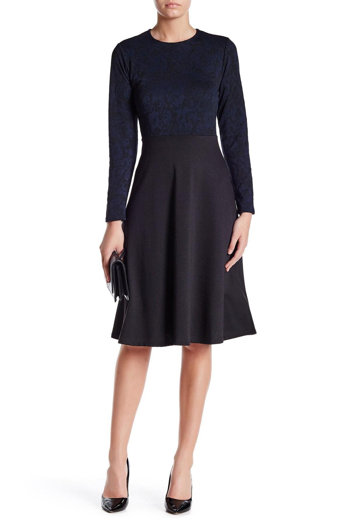 Lyst - Go couture Go Modest Mixed Media Regency Block Dress in Black