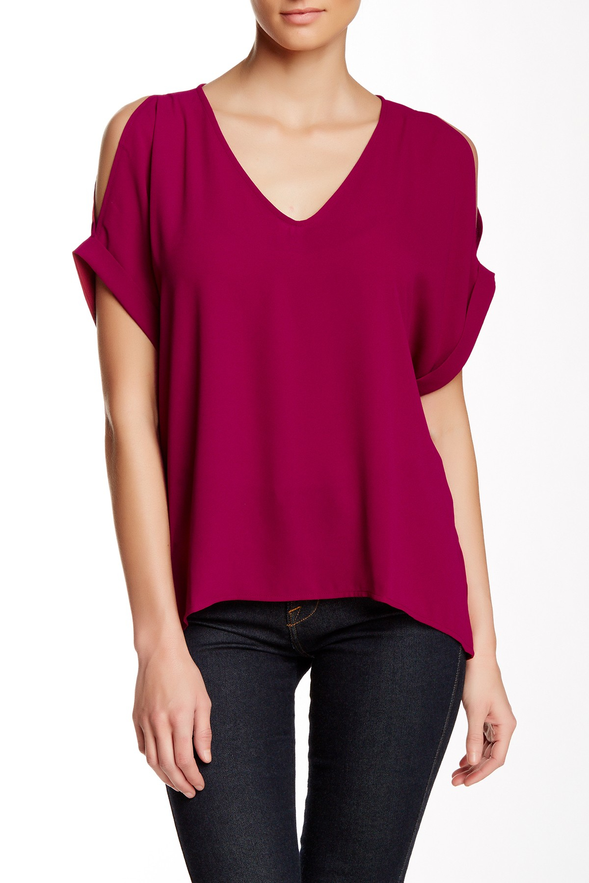 Lyst - Lush Cold Shoulder Blouse in Pink