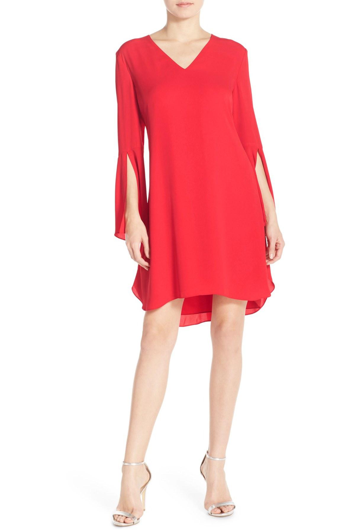 lyst chelsea28 bell sleeve chiffon a line dress in lyst chelsea28 bell sleeve chiffon a line dress in