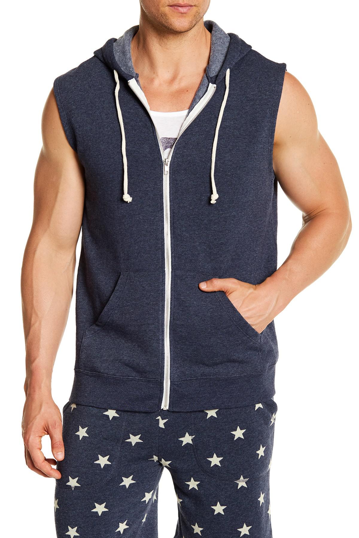 Lyst Alternative Apparel Sleeveless Fleece Hoodie in Blue for Men