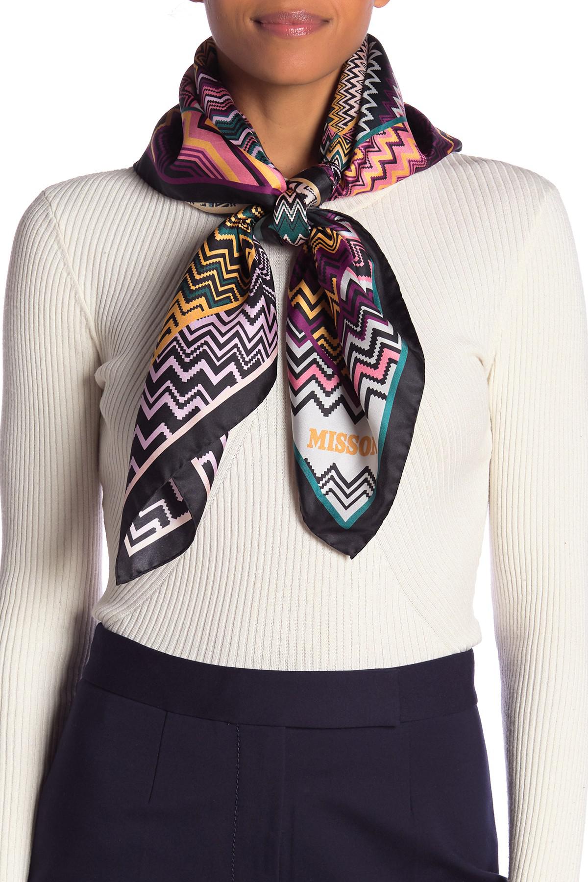 Missoni Geometric Print Silk Square Scarf In Purple Lyst 